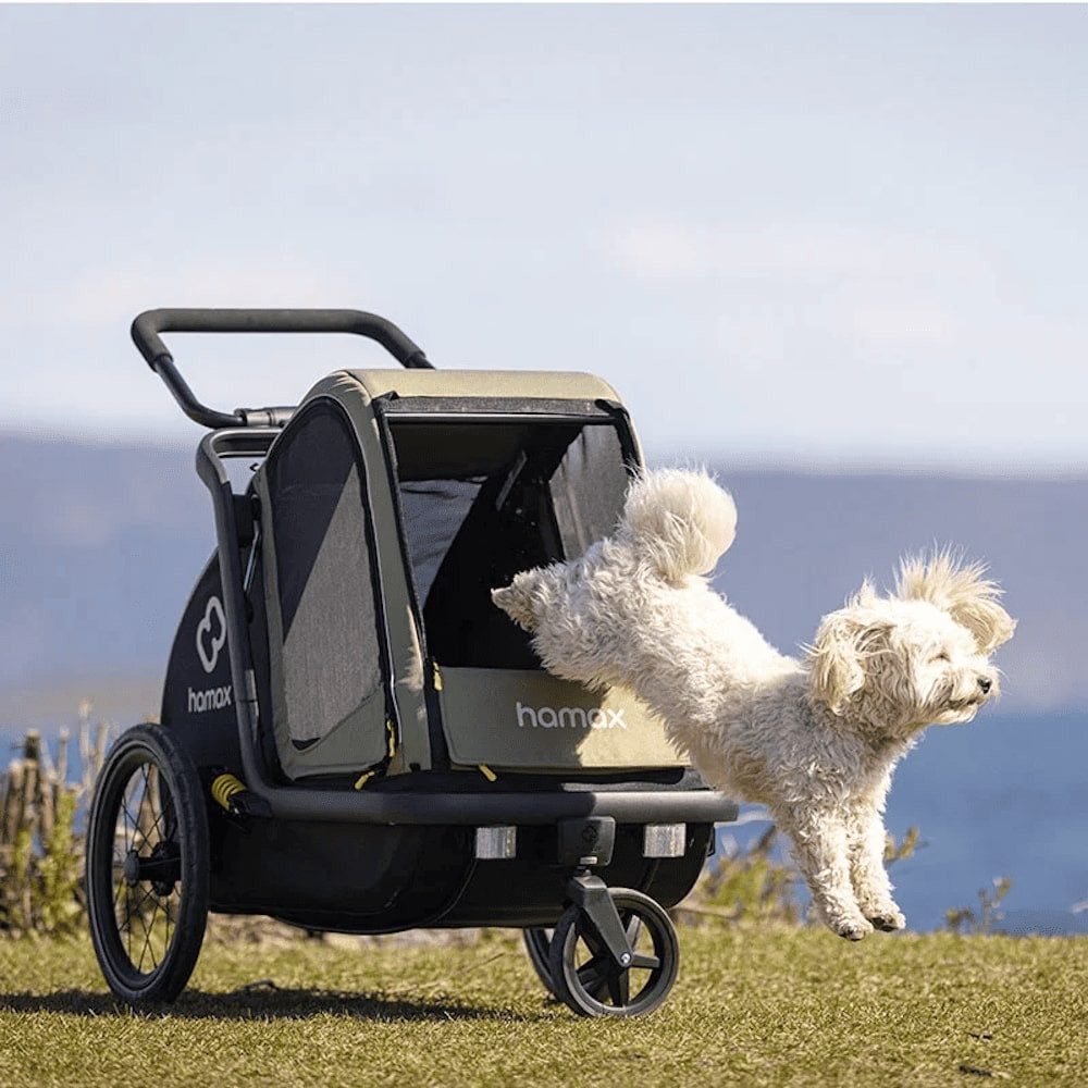 Hamax Fahrradhundeanhänger Hamax Pluto M inkl. gratis Pet Genie Eimer