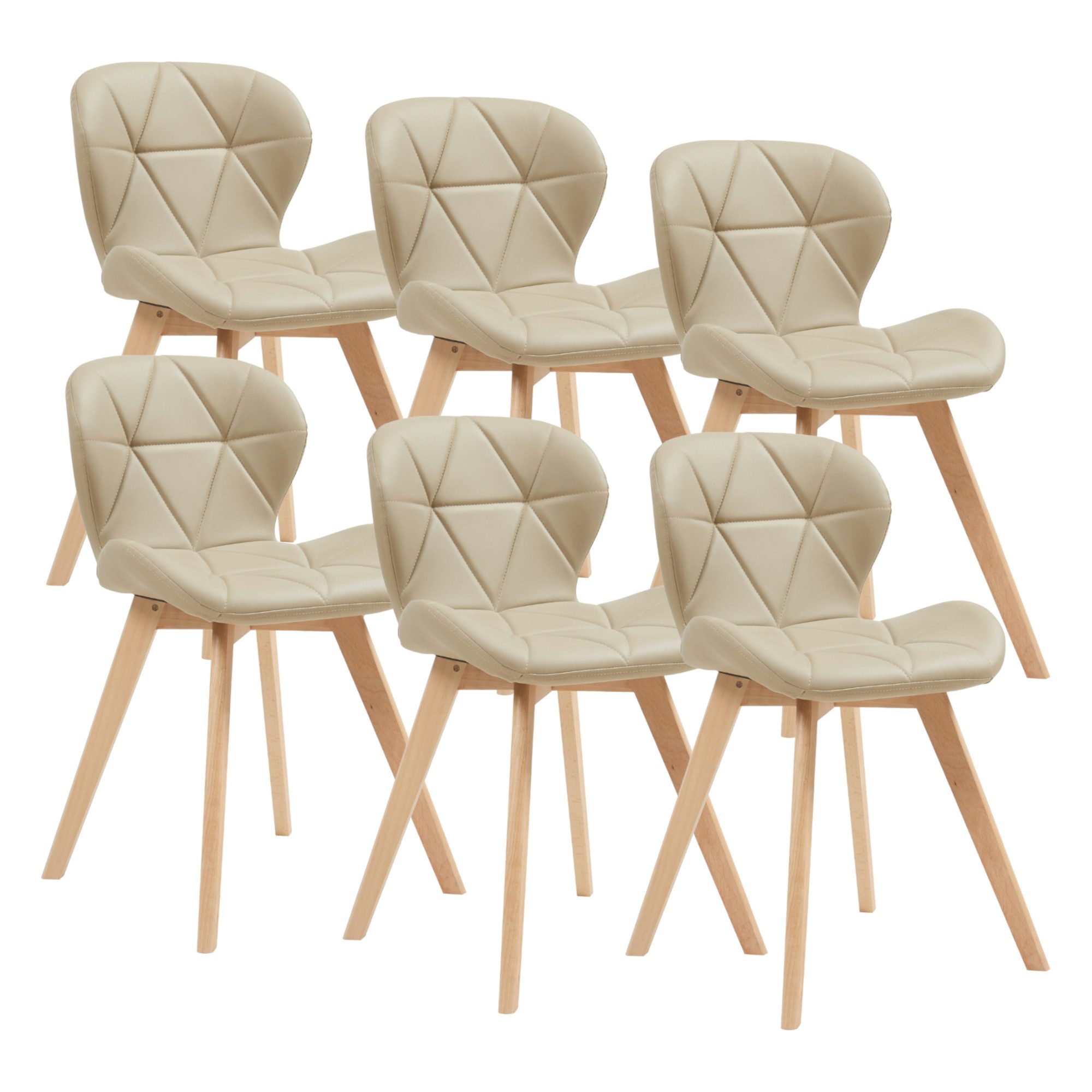 en.casa Esszimmerstuhl, »Älmhult« 6er Set Stuhl 78x47x52 cm Kunstleder Beig günstig online kaufen