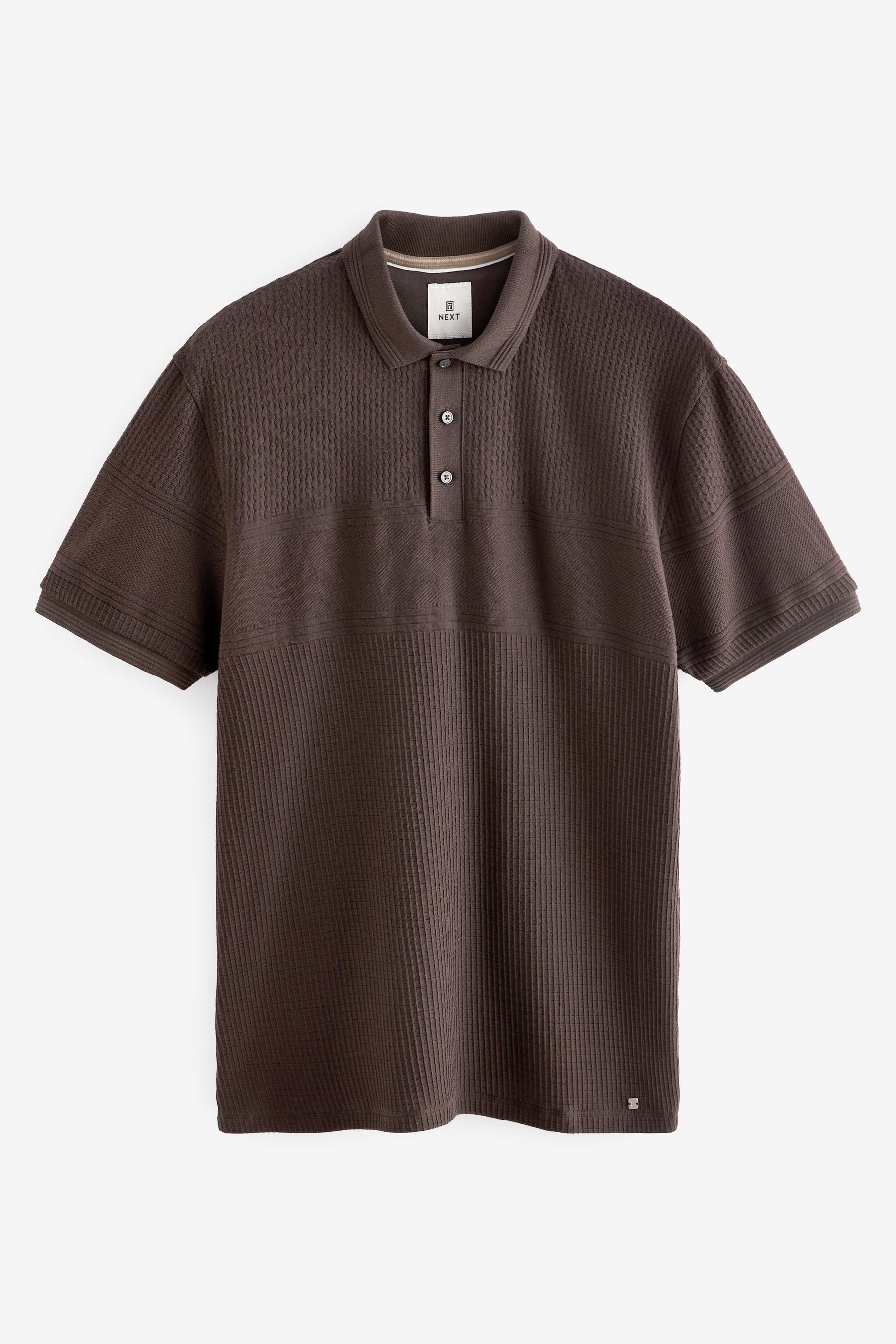 Next Poloshirt Strukturiertes Poloshirt in Blockfarben (1-tlg) Brown