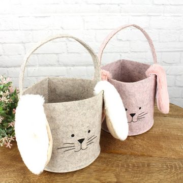 Macosa Home Dekokorb, Oster-Geschenktasche Hase Filz rosa Filztasche Ostertasche mit Henkel Ostertüte Tasche Osterfilztäschchen Kinder Erwachsene