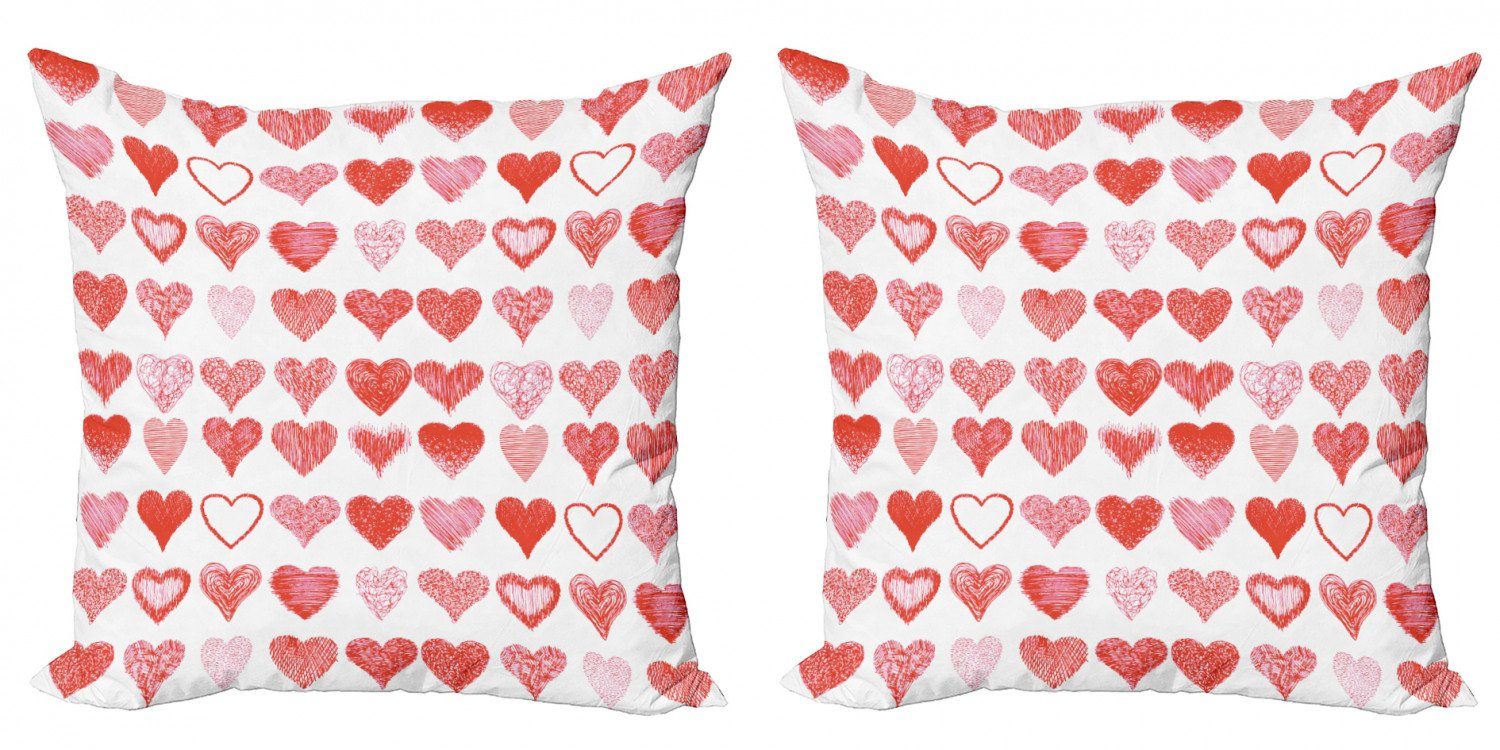 Kissenbezüge Modern Accent Doppelseitiger Digitaldruck, Abakuhaus (2 Stück), Valentinstag Romantische Herzen