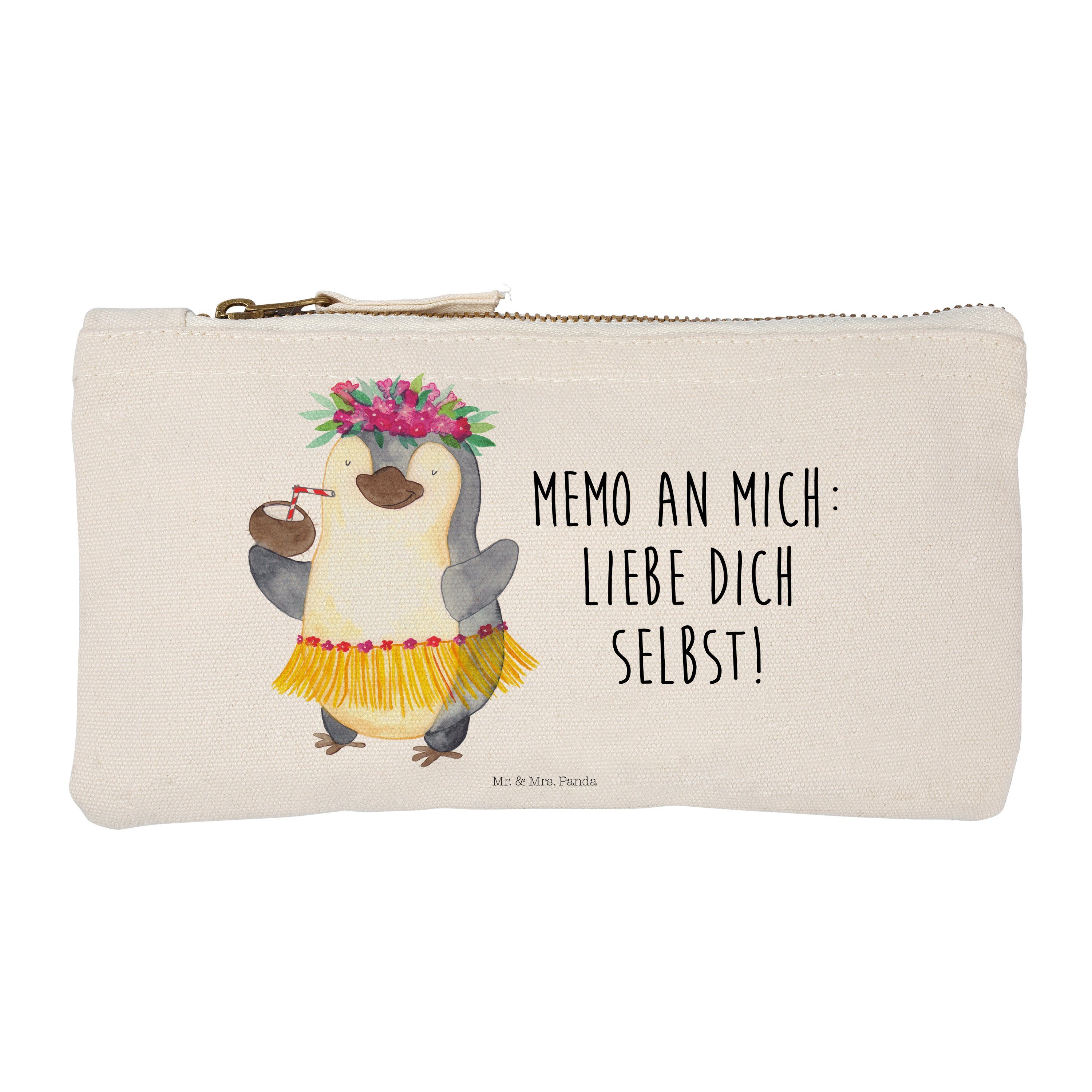 Kosmetiktasche (1-tlg) - Weiß Geschenk, Mr. Panda Mrs. Urlaub, Pinguin - & Kokosnuss kle Schminktasche Damen,