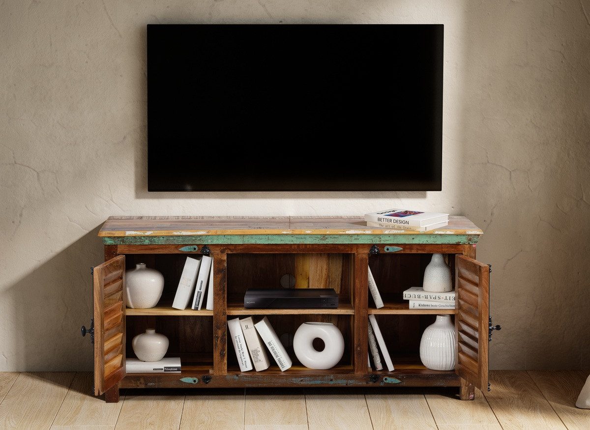 Main Möbel TV-Board TV Board 152x69cm 'Hawkins' recyceltes Altholz mehrfarbig lackiert