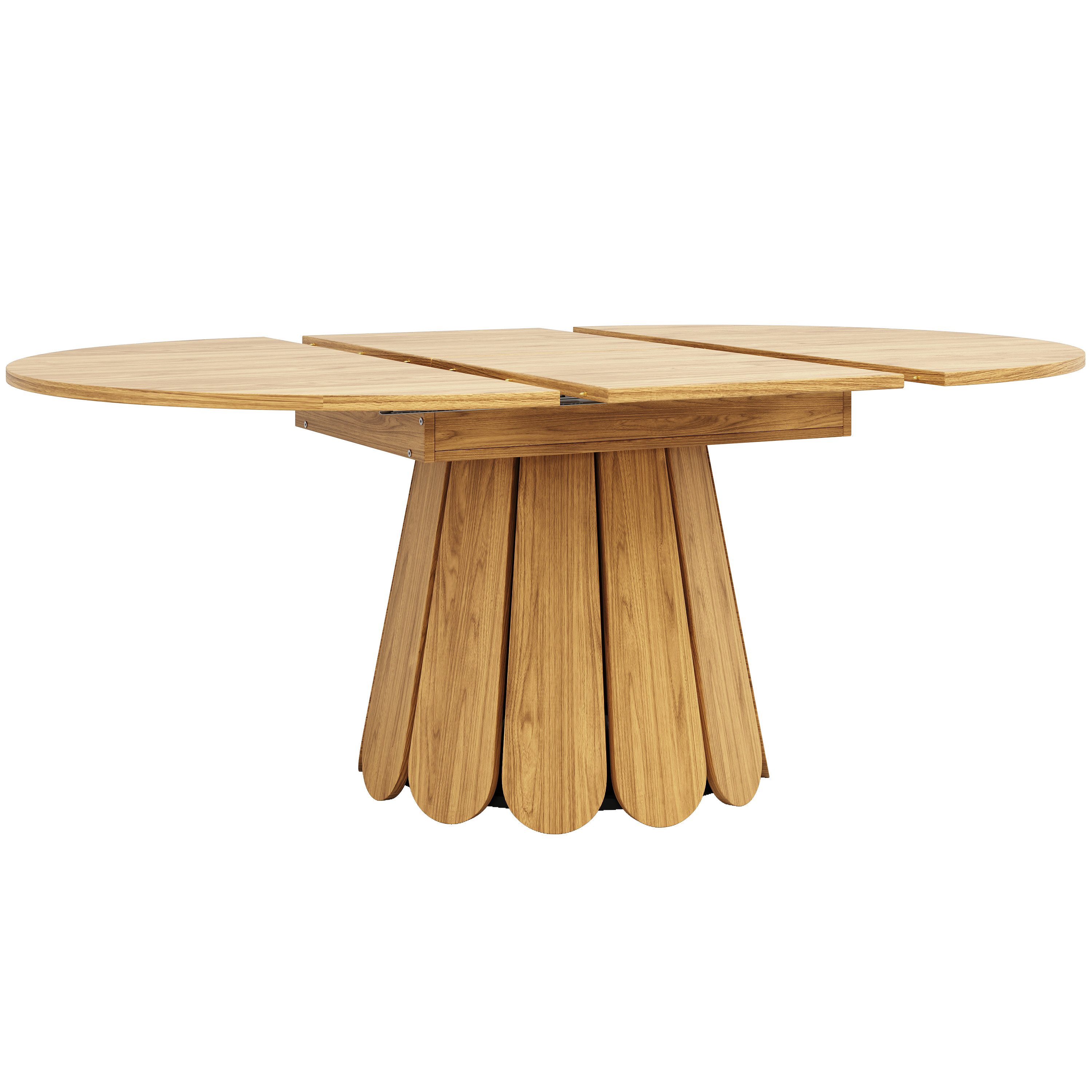 KLAM HOME Esstisch Ausziehbarer Esstisch Runder Tisch Zu Oval Ausziehbar 158 Cm (Esszimmer Tisch Küchentisch Balkontisch Für Bis Zu 6 Personen), Massivholz Optik Esstisch Braun Mit Metallgestell Stabile Konstruktion