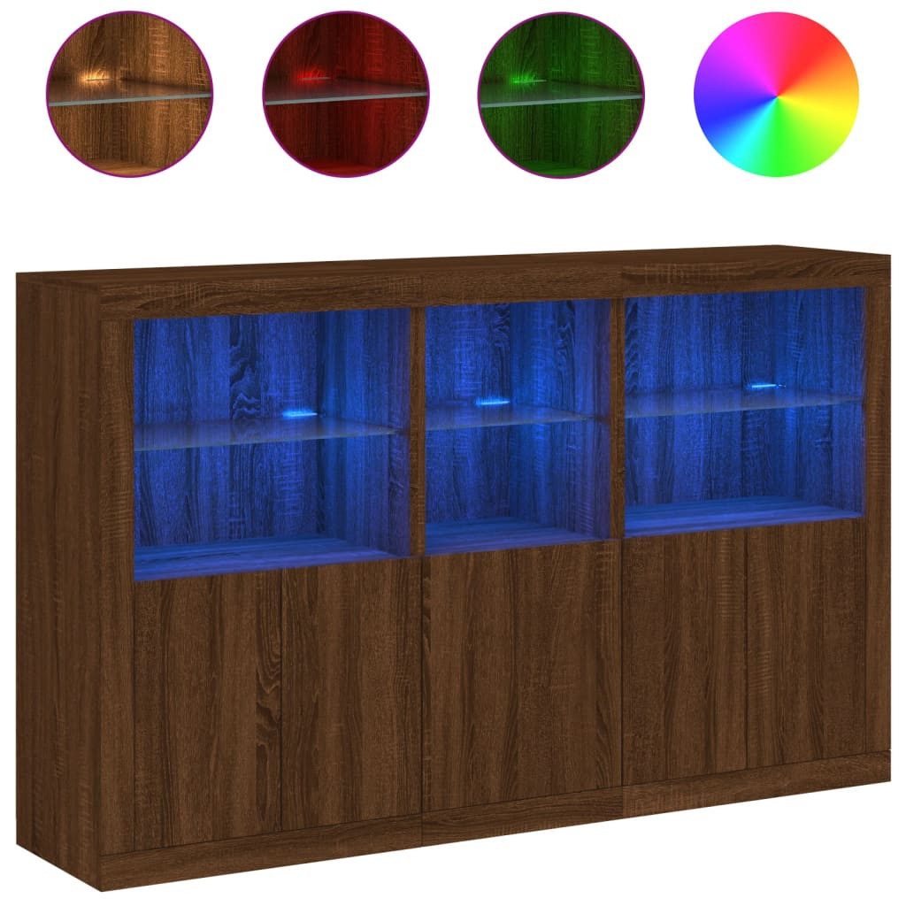 vidaXL Sideboard Sideboard mit LED-Leuchten Braun günstig online kaufen