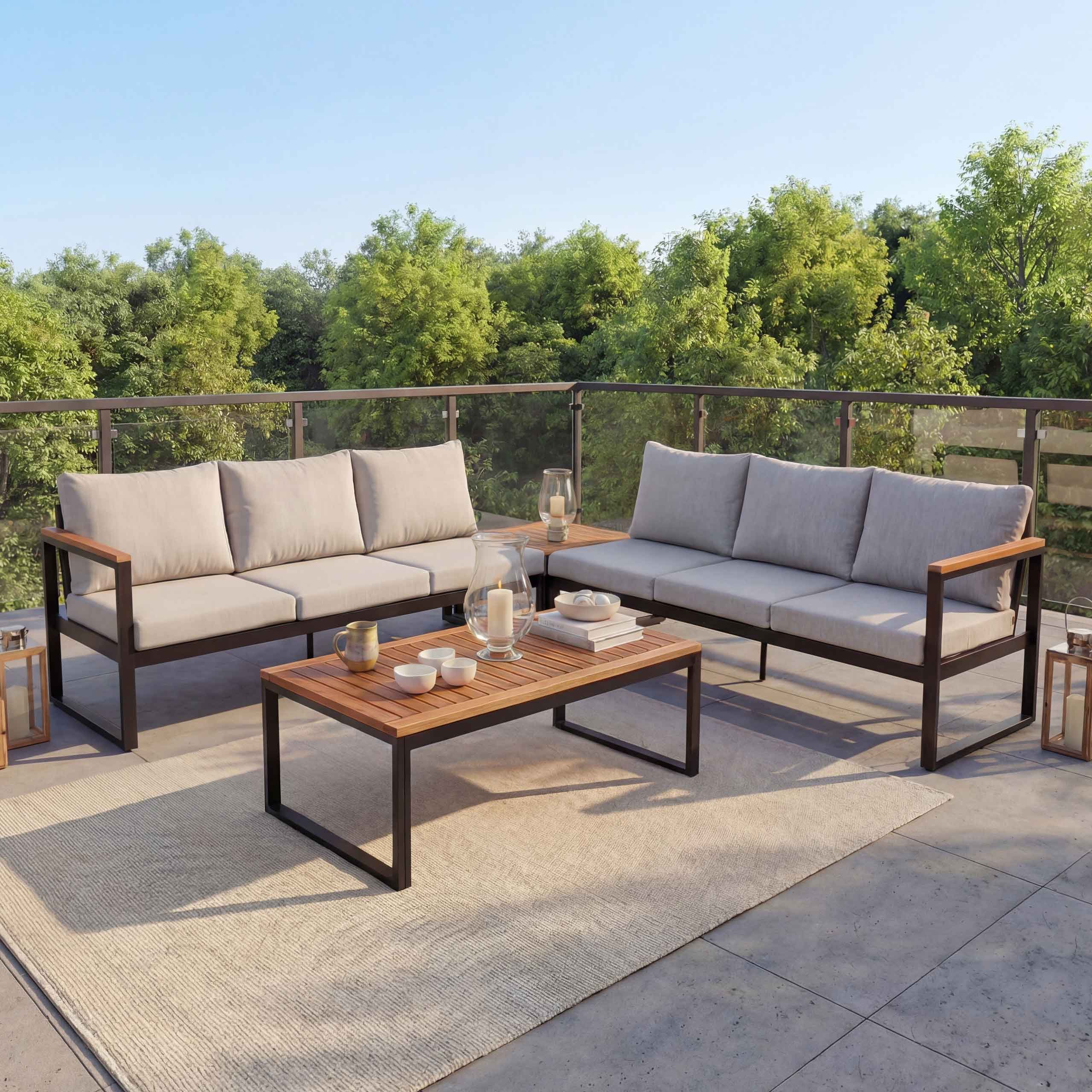 MCW Gartenlounge-Set MVG-L26, (4-tlg), 6 Sitzplätze, Mit Schraubfüßen, Erhöhte Polsterdicke