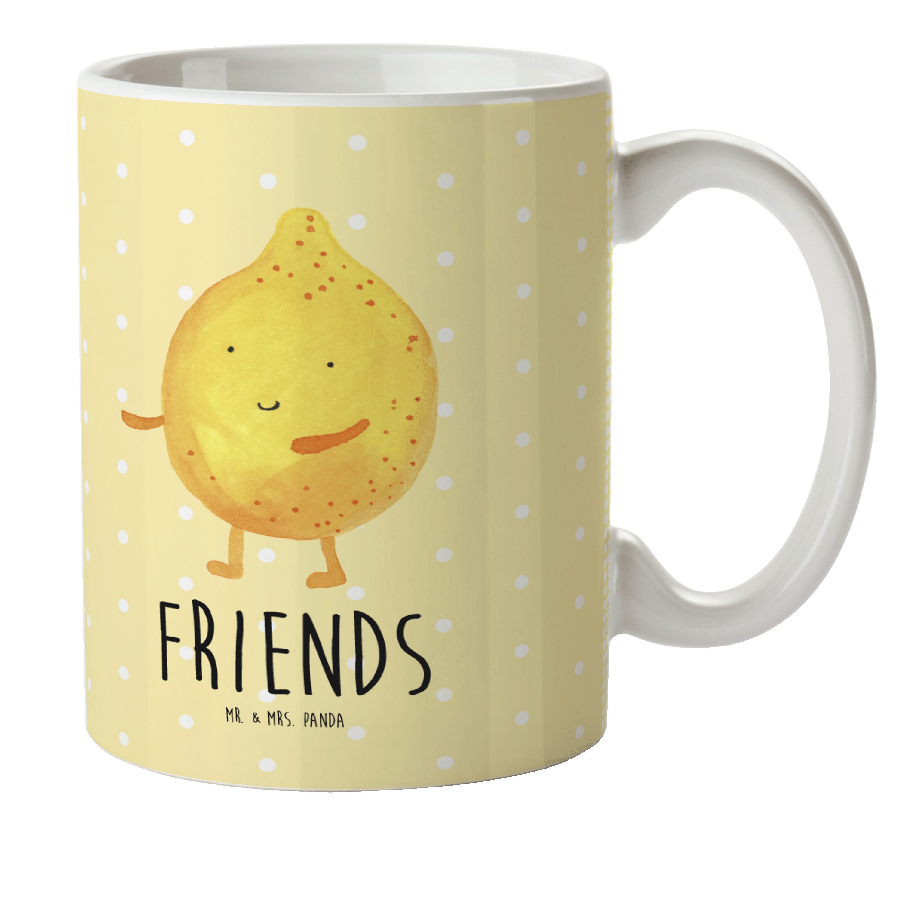 Mr. & Mrs. Panda Kinderbecher BestFriends-Lemon - Gelb Pastell - Geschenk, Tasse, Kindergarten, Gut, Kunststoff