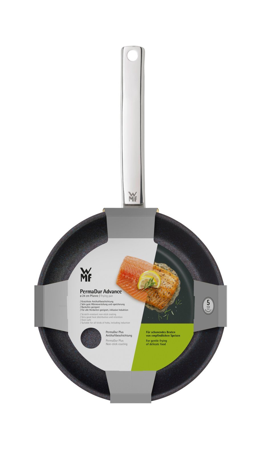 WMF Bratpfanne PermaDur Advance Stielpfanne, 24 cm, Cromargan® Edelstahl rostfrei 18/10 (1-tlg., 1x Bratpfanne beschichtet 24 cm - optimal für Herdplatten mit Ø 18 cm)