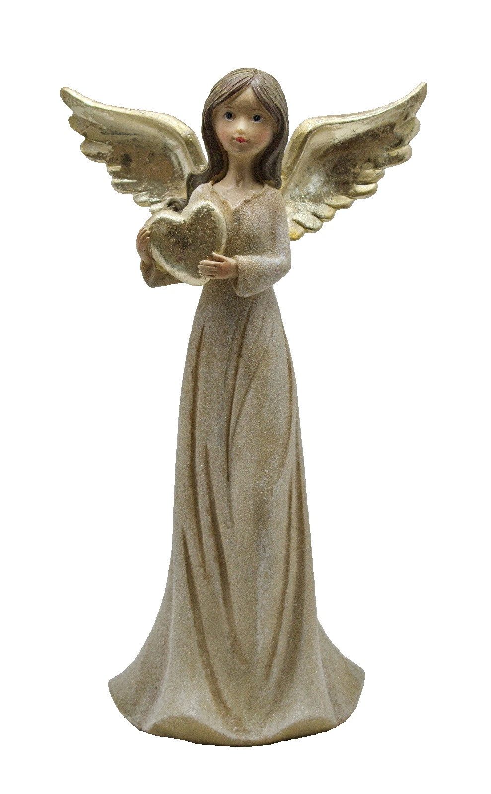 Kaufhaus le petit Engelfigur Deko Engel mit Herz Schutzengel Skulptur Figur Elfe Weihnachtsengel, Dekofigur Dekoskulptur Dekoobjekt aus Polyresin (Kunststein)