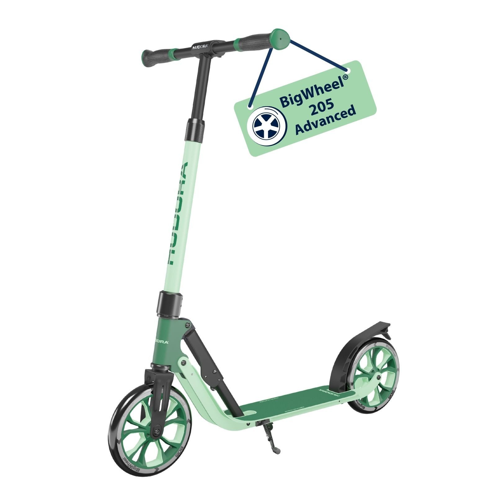 Hudora Cityroller BigWheel® 205 Advanced, Tretroller, (max. 100kg), einklappbarer, höhenverstellbarer Kick-Scooter