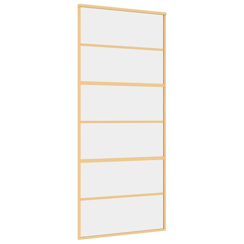 vidaXL Haustür Schiebetür Golden 90x205 cm ESG-Klarglas und Aluminium (1-St)