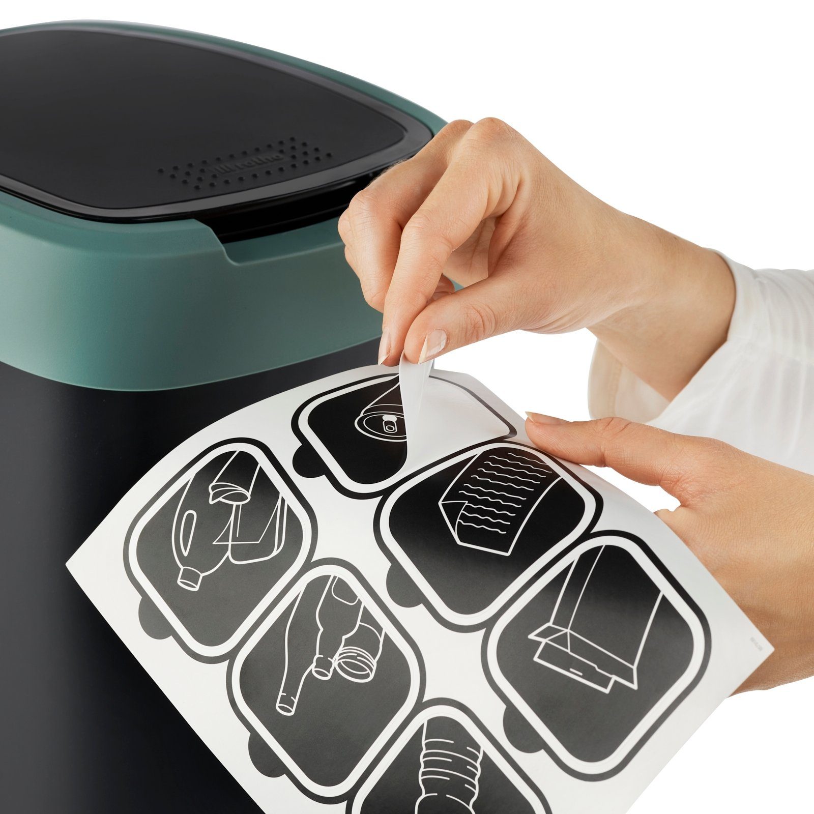 ROTHO Mülleimer TWIST Abfalleimer 50l - 2-in-1 Deckel - ideal zur Mülltrennung zuhause, Sticker-Set für Mülltrennung – Bild 3 von 5