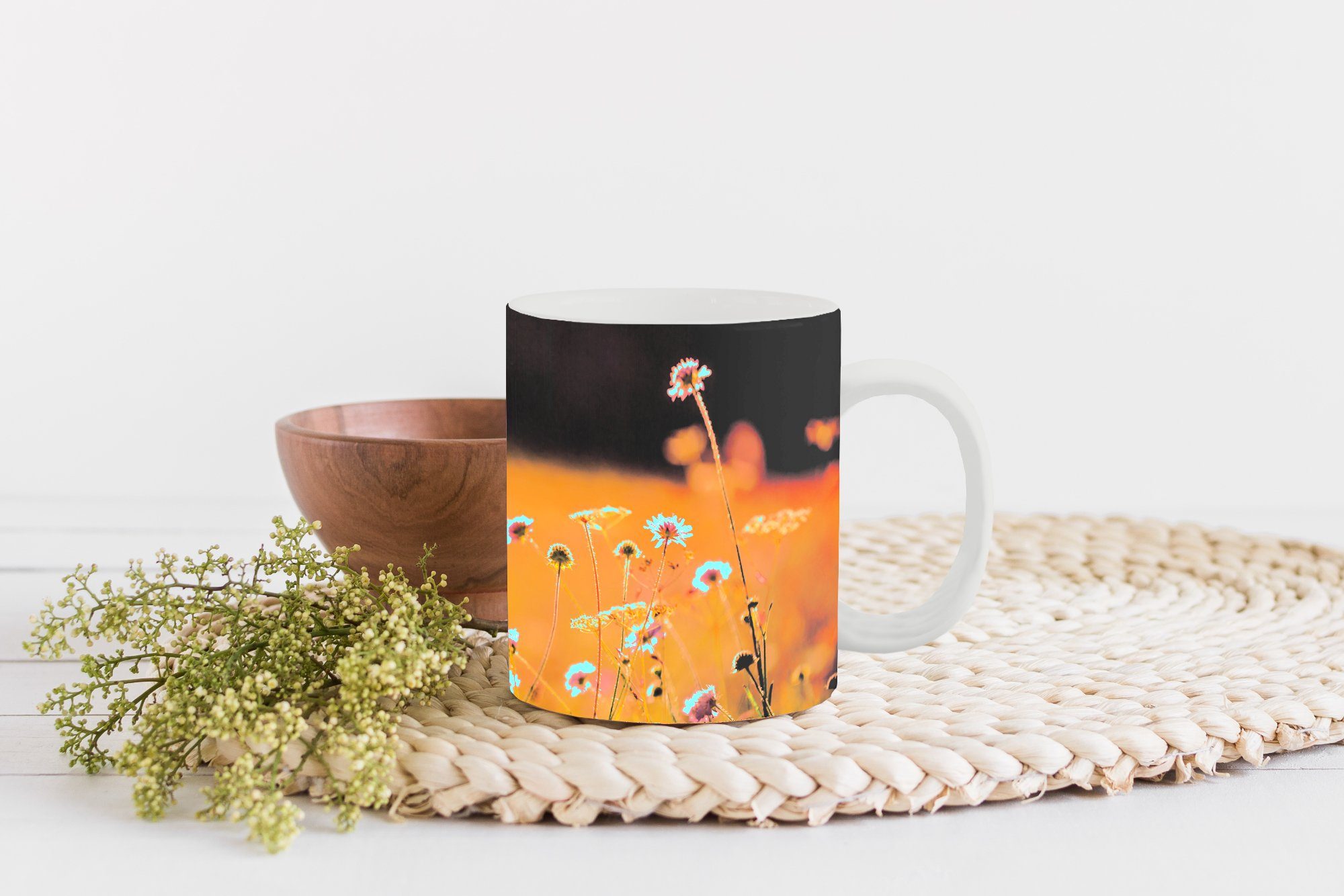 Kaffeetassen, Teetasse, Geschenk Becher, - Keramik, MuchoWow Blumen Hell Tasse - Rosa, Teetasse,