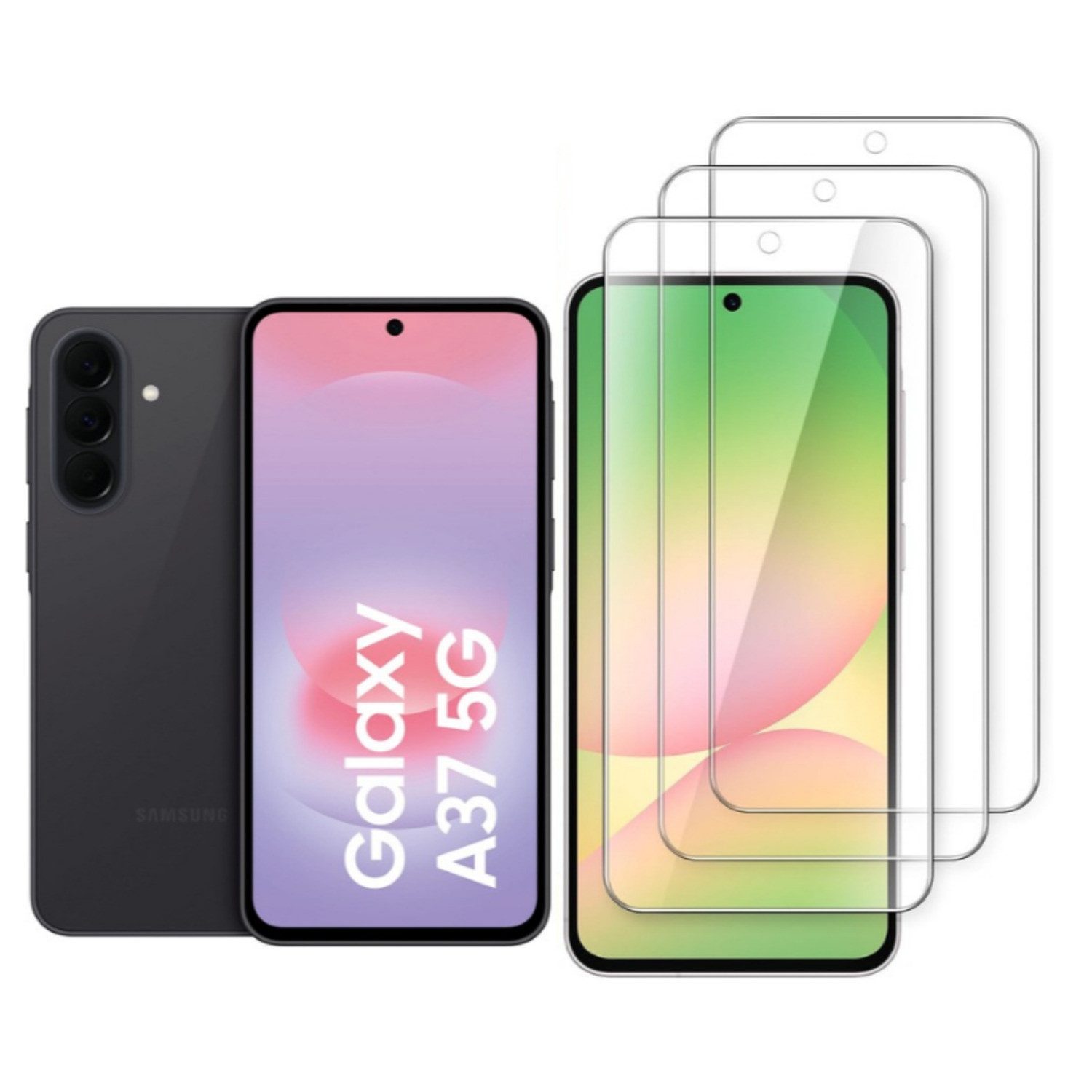 CLM-Tech Displayschutzglas 3X für Samsung Galaxy A37 5G, Panzerglas Folie - Blasenfreie Anbringung und kratzfest -, 3 Stück, Anti-Fingerabdruck