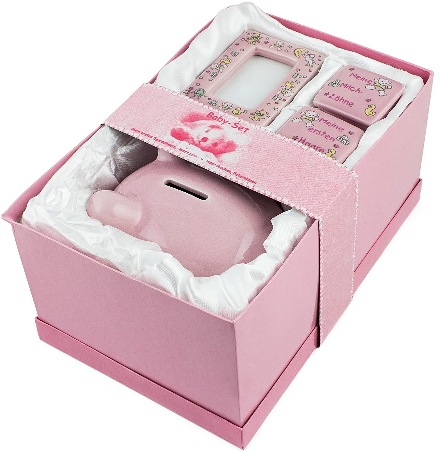 Geschenkbox 10x Gastgeschenk Geburt Taufe Baby Junge Kinderwagen pink 