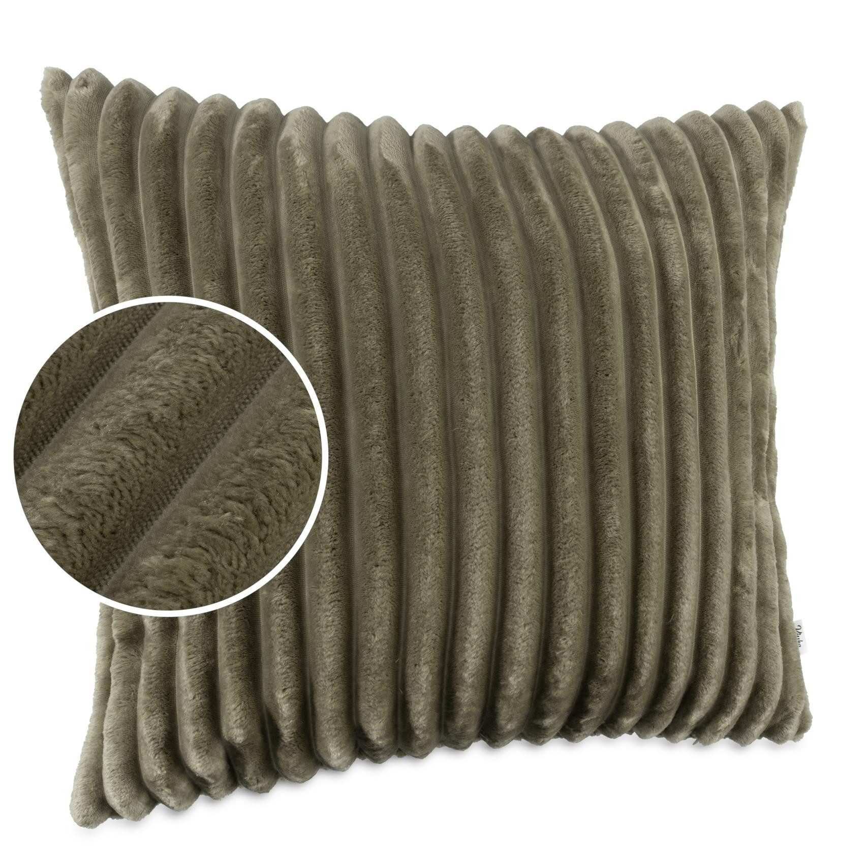 Kisska Dekokissen LILLI BIG CORD Velour Ambiente dekorieren, Kissenüberzug ohne Füllung BIG-Cord UNI 40x40cm Einfarbig Olivengrün