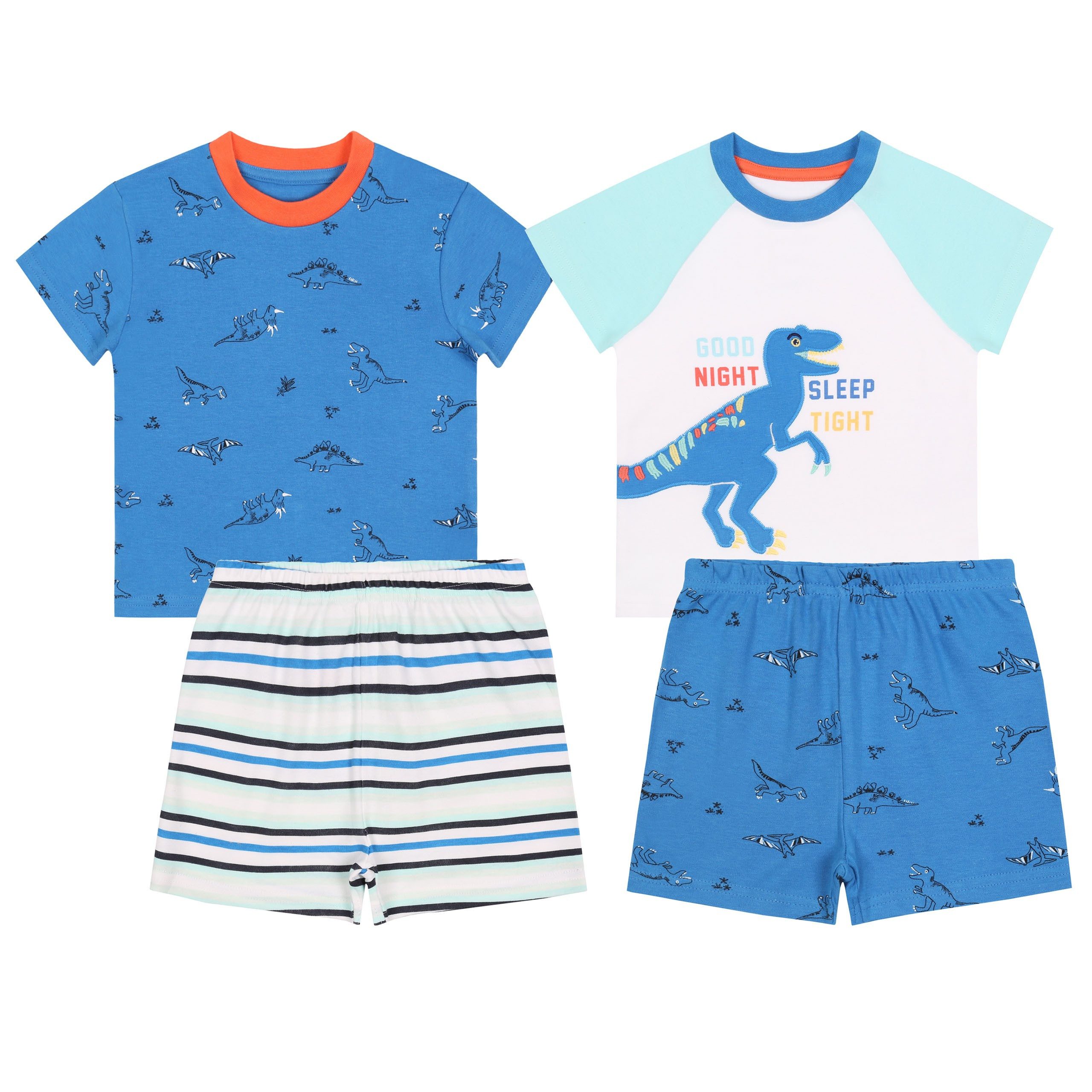 Pyjama 2x Blau-weißes Jungenpyjama mit Dinosaurier 0-3 Monate