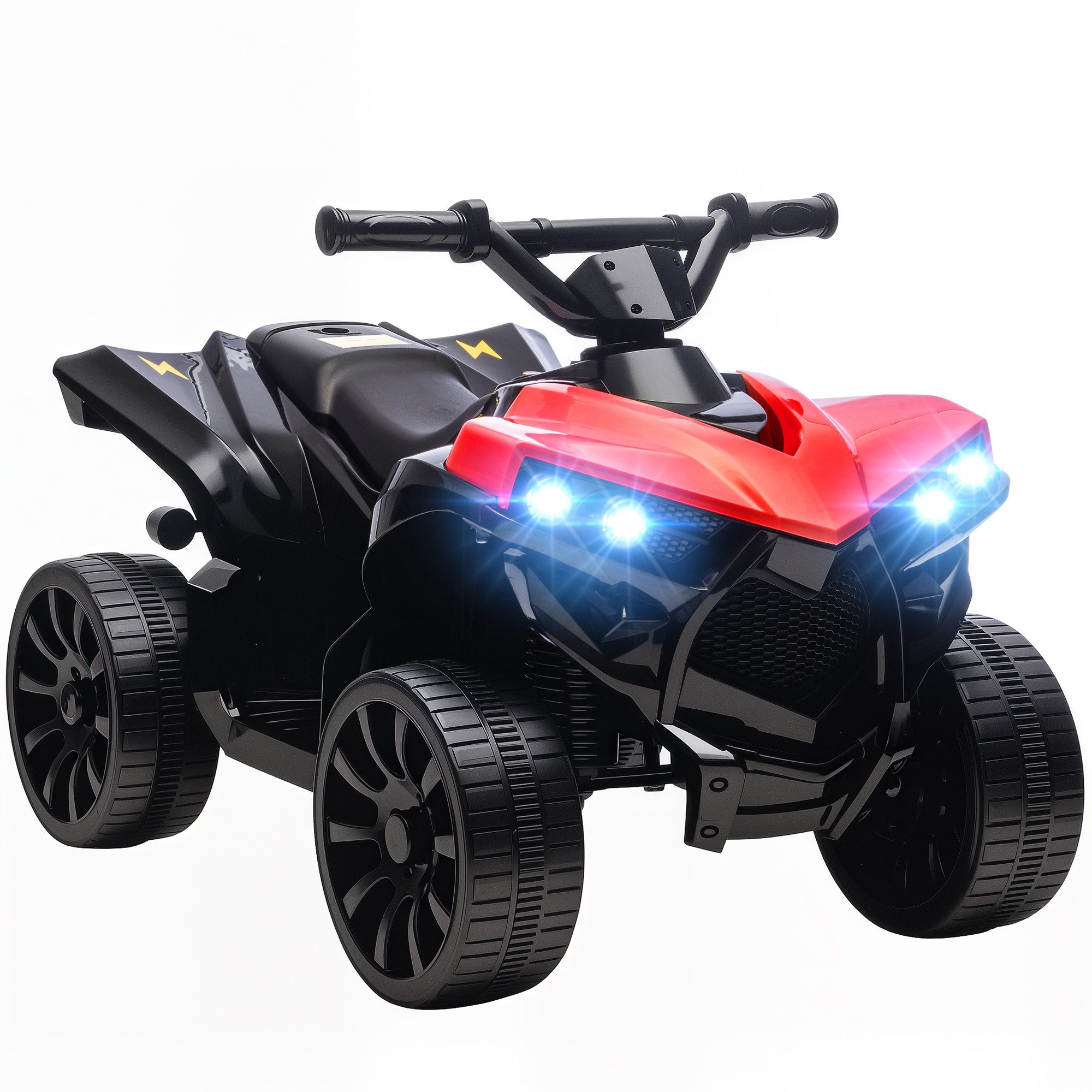 AIYAPLAY Elektro-Kinderquad Kinder Quad 6V mit Vorwärts-, Rückwärtsfunktion, Musik, Belastbarkeit 25 kg, (1-tlg), mit LED-Scheinwerfer, 4 Rädern, für 18-56 Monate Kinder, Rot