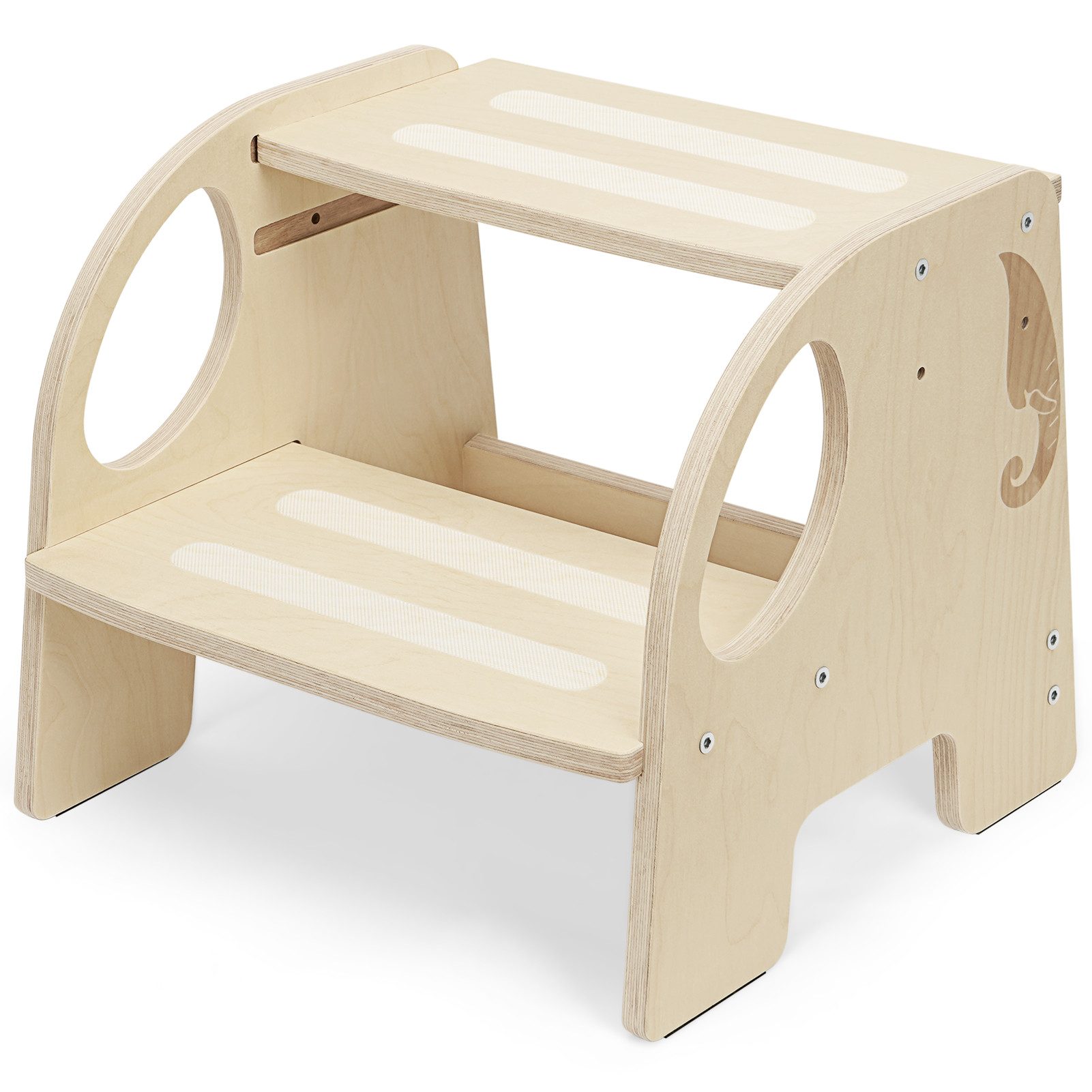 OSTWOLKE Tritthocker mit 2 Stufen Holzhocker für Kinder Montessori Hocker (1 St), Kindertreppchen Schemel für Bad, Küche, Kinderzimmer ab 2 Jahre