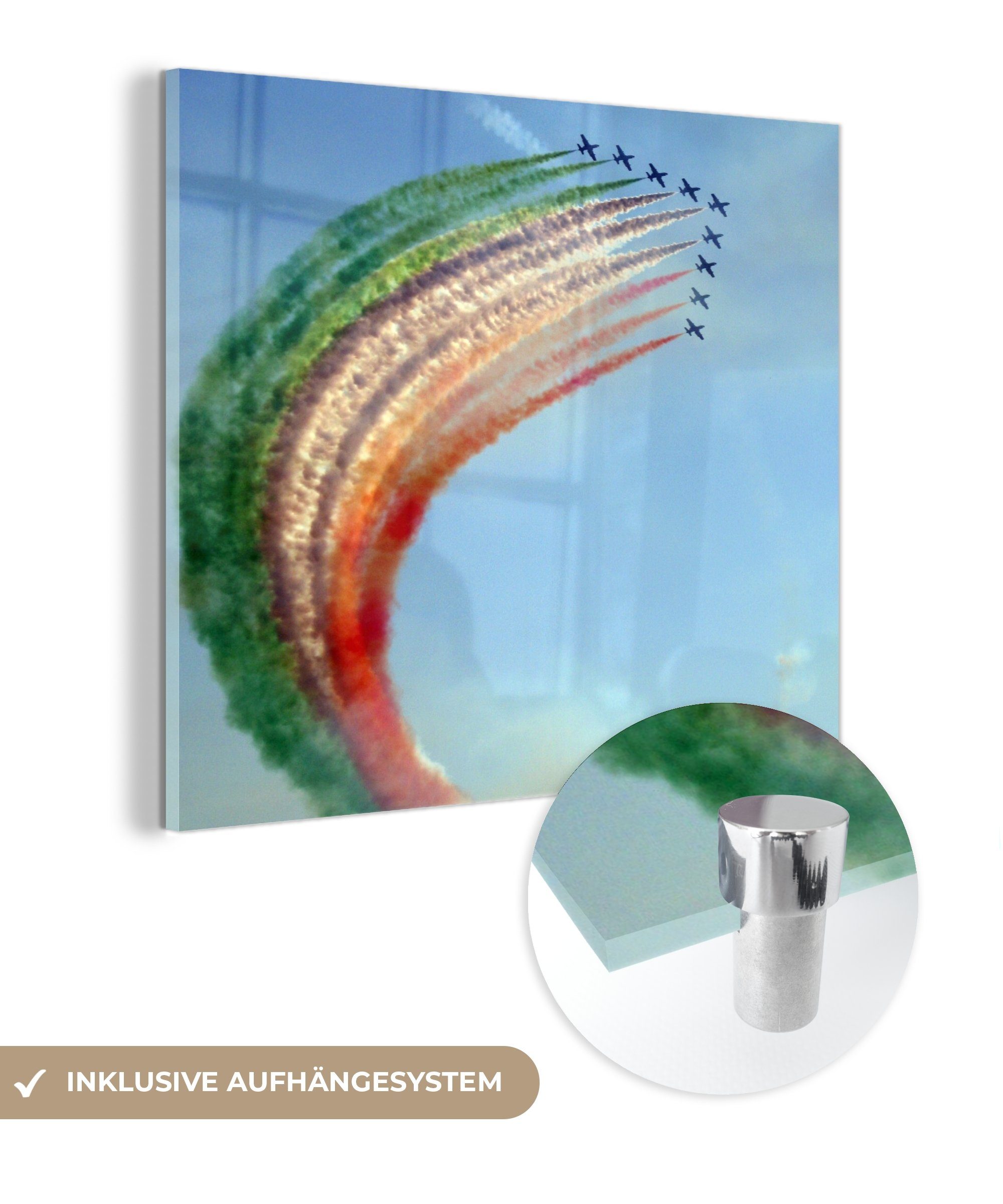 MuchoWow - Formation Foto - Jets - Acrylglasbild zeigen Bilder Wandbild St), auf die auf und Glas italienische, Glas fliegen Italienische Wanddekoration in (1 Glasbilder