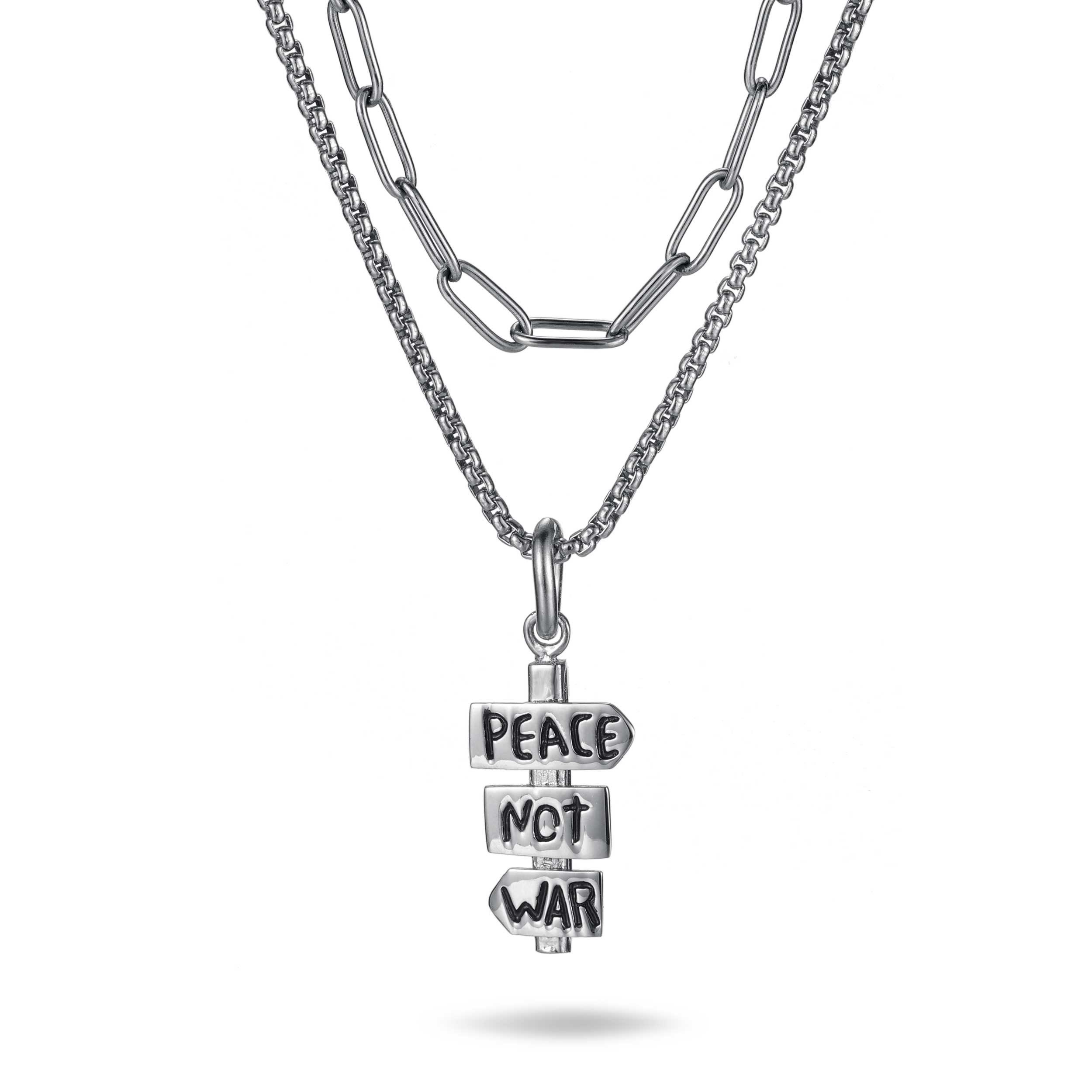 Kingka Kette mit Anhänger Doppellagige Damen Halskette mit Peace Anhänger, Damen Schmuck, perfekte Geschenkidee zu Geburtstag, Weihnachten