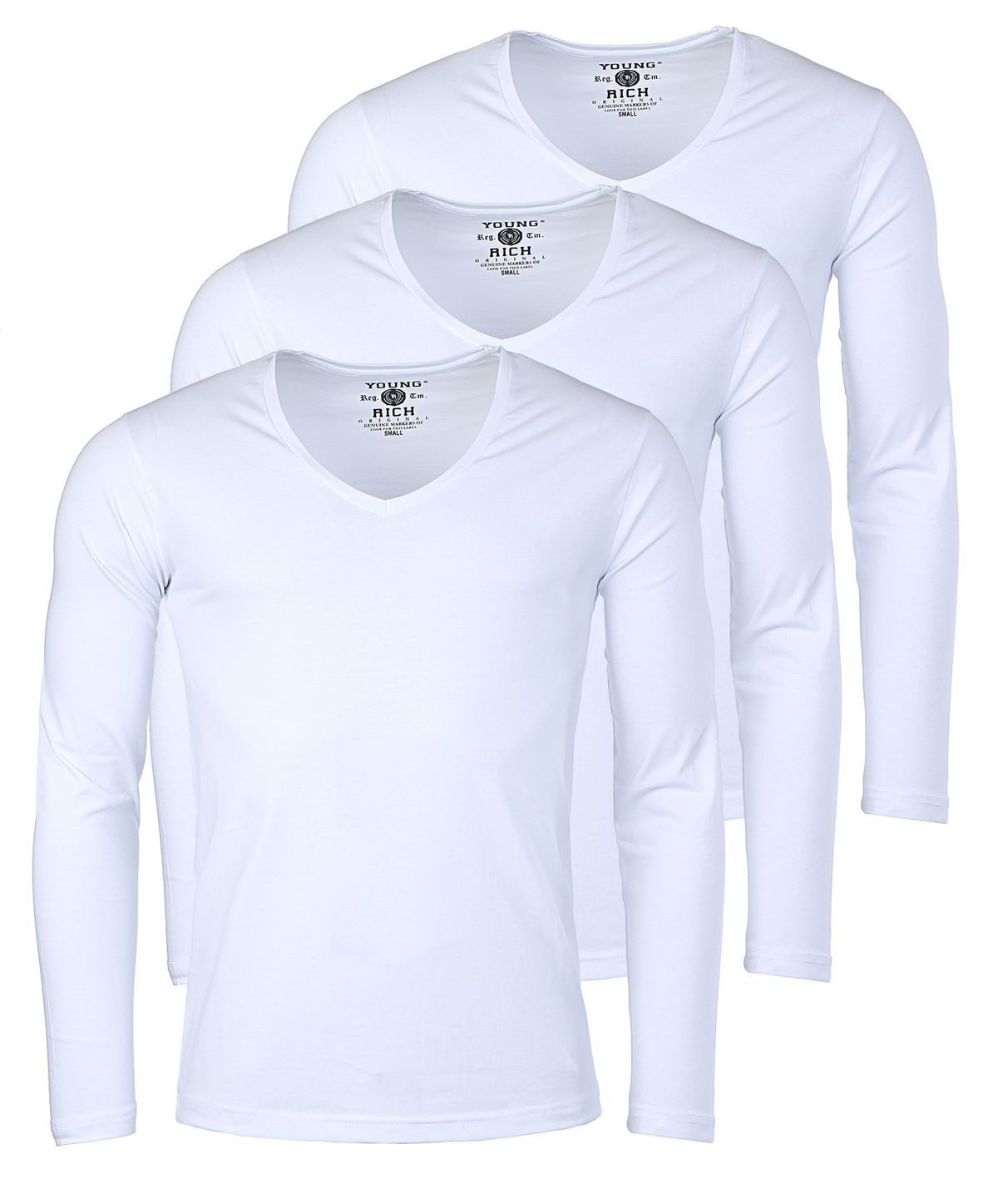T-Shirt Herren Uni Basic extra tiefer Ausschnitt Unterziehshirt 2239 3er Pack