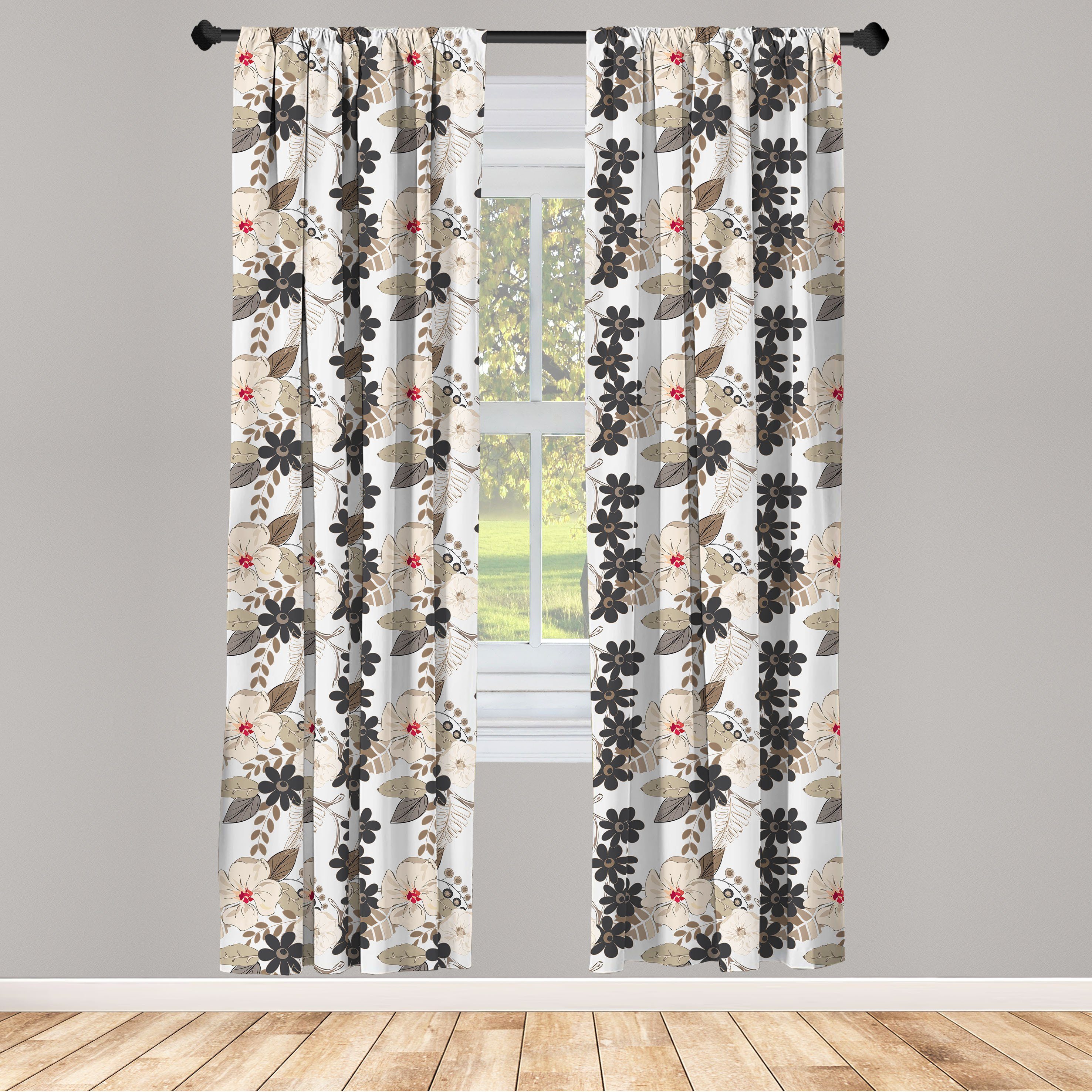Gardine Vorhang für Wohnzimmer Schlafzimmer Dekor, Abakuhaus, Microfaser, Blumen Exotische tropische Blütenblätter