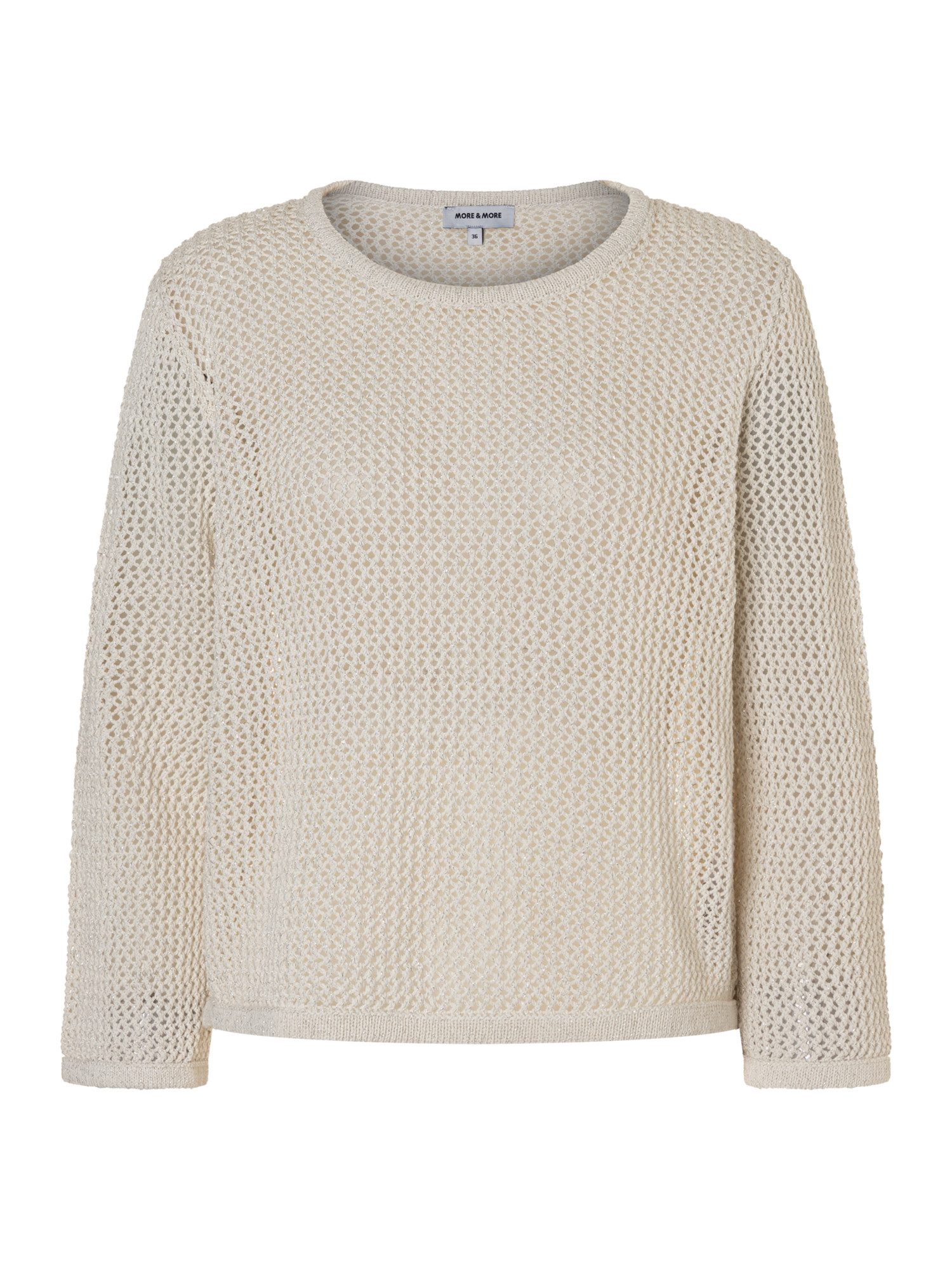 MORE&MORE Rundhalspullover transparenter Glanz-Lochstrick-Pullover