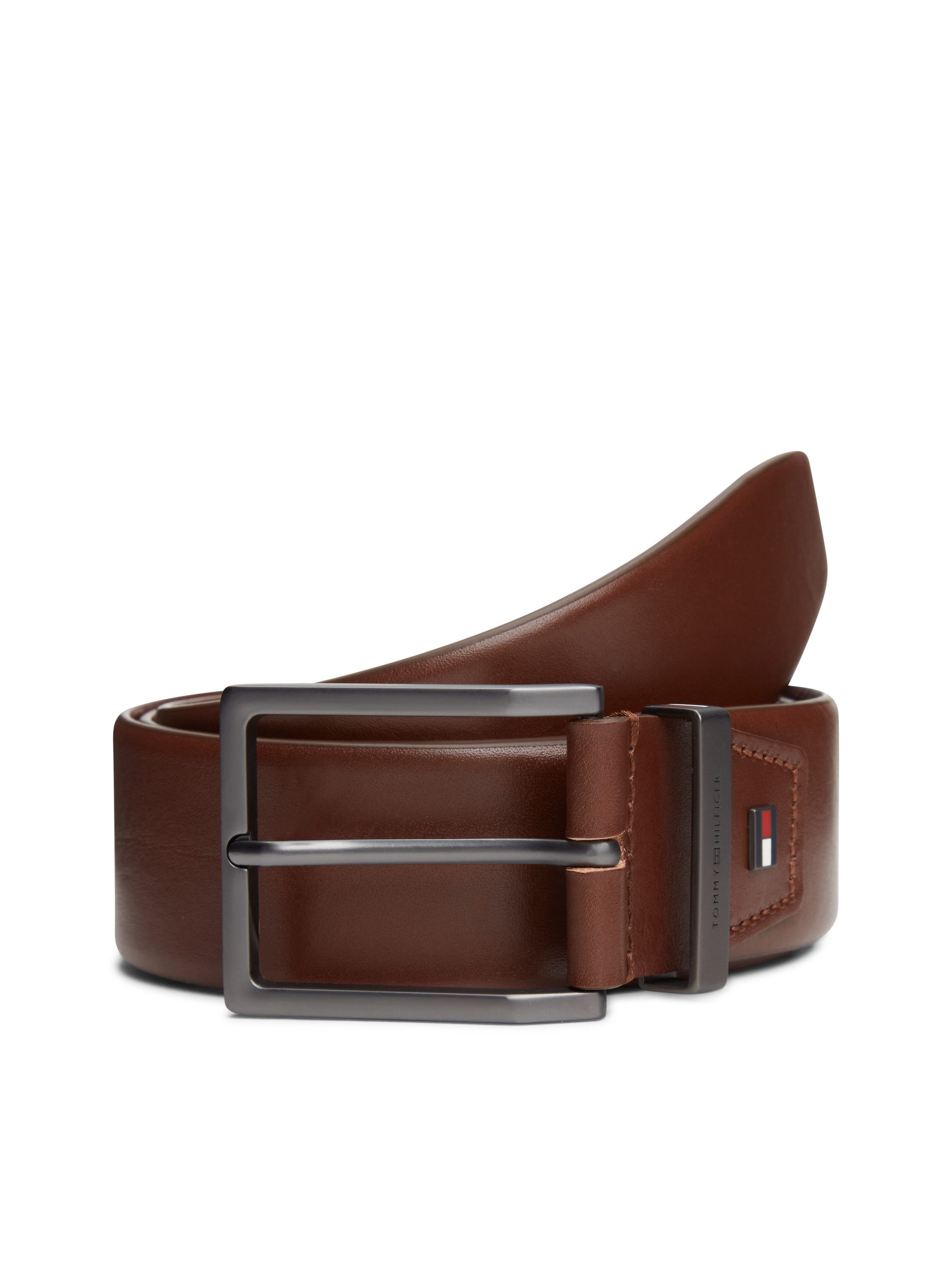 Tommy Hilfiger Ledergürtel OLIVER SEASONAL mit eckiger Schnalle und Flag, Breite: 4cm