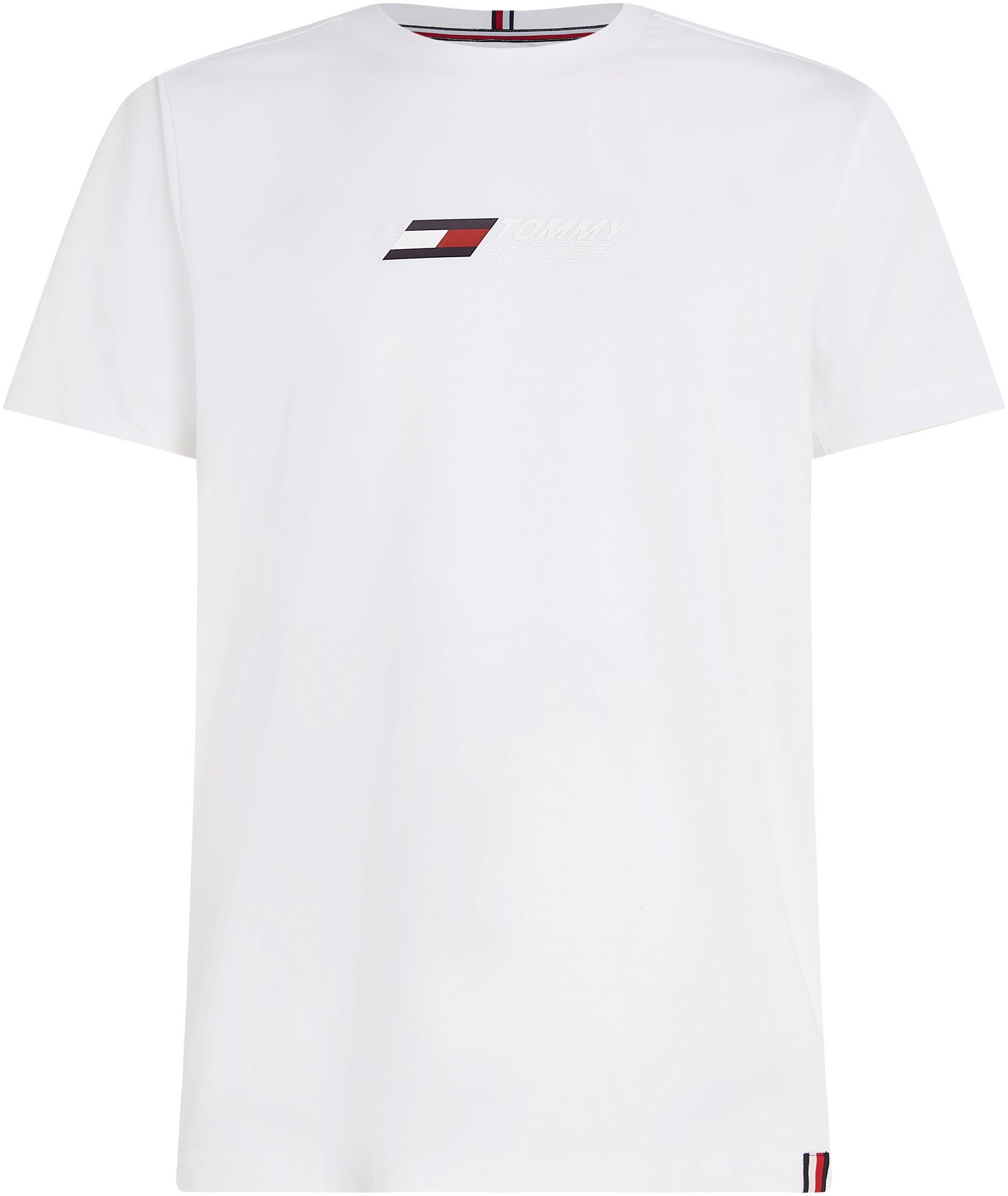 auf T-Shirt ESSENTIAL Brust Optic der BIG White Sport Hilfiger mit Tommy LOGO Logodruck Hilfiger TEE Tommy