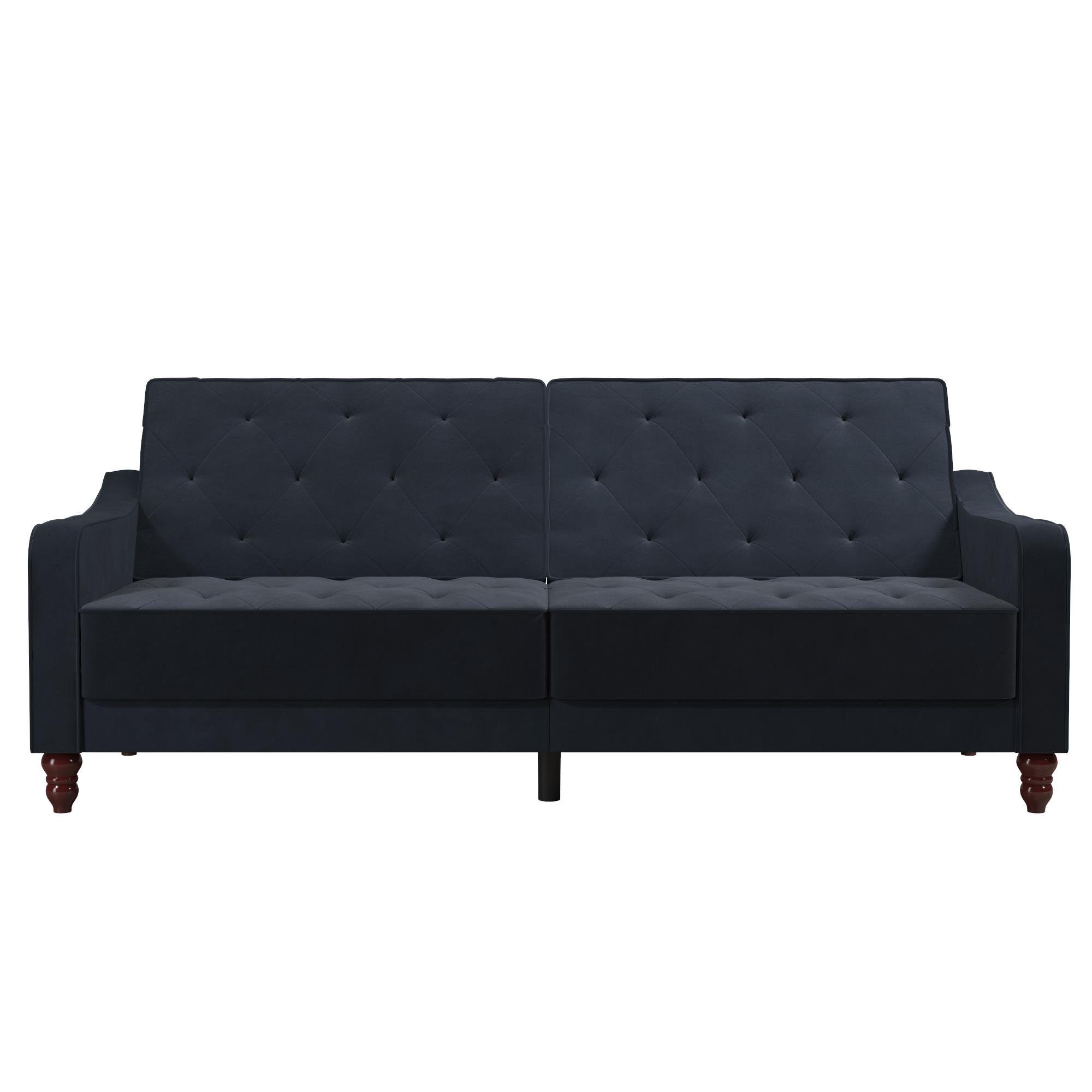 loft24 Schlafsofa Vintage, Bezug in 207 Samtoptik, Diamant-Steppung, blau cm Breite