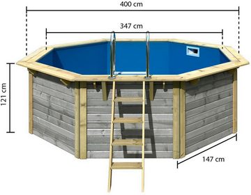 Karibu Achteckpool Modell 1X (Set), BxLxH: 399,5x399,5x121,1cm