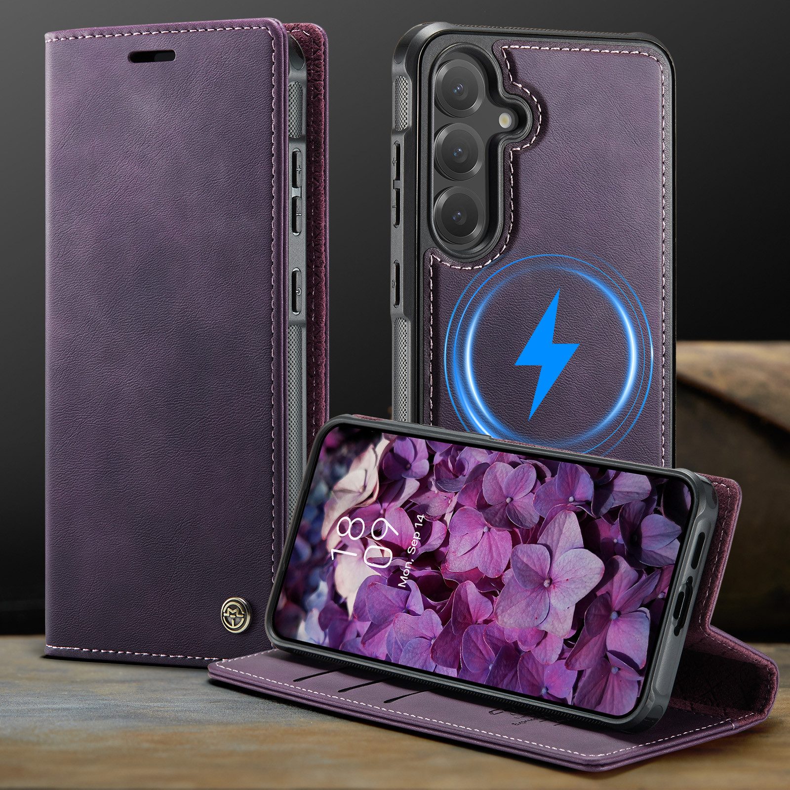 Mycotech Handyhülle Premium 2in1 Klapphülle für Samsung mit abnehmbarem Case Retro Tasche