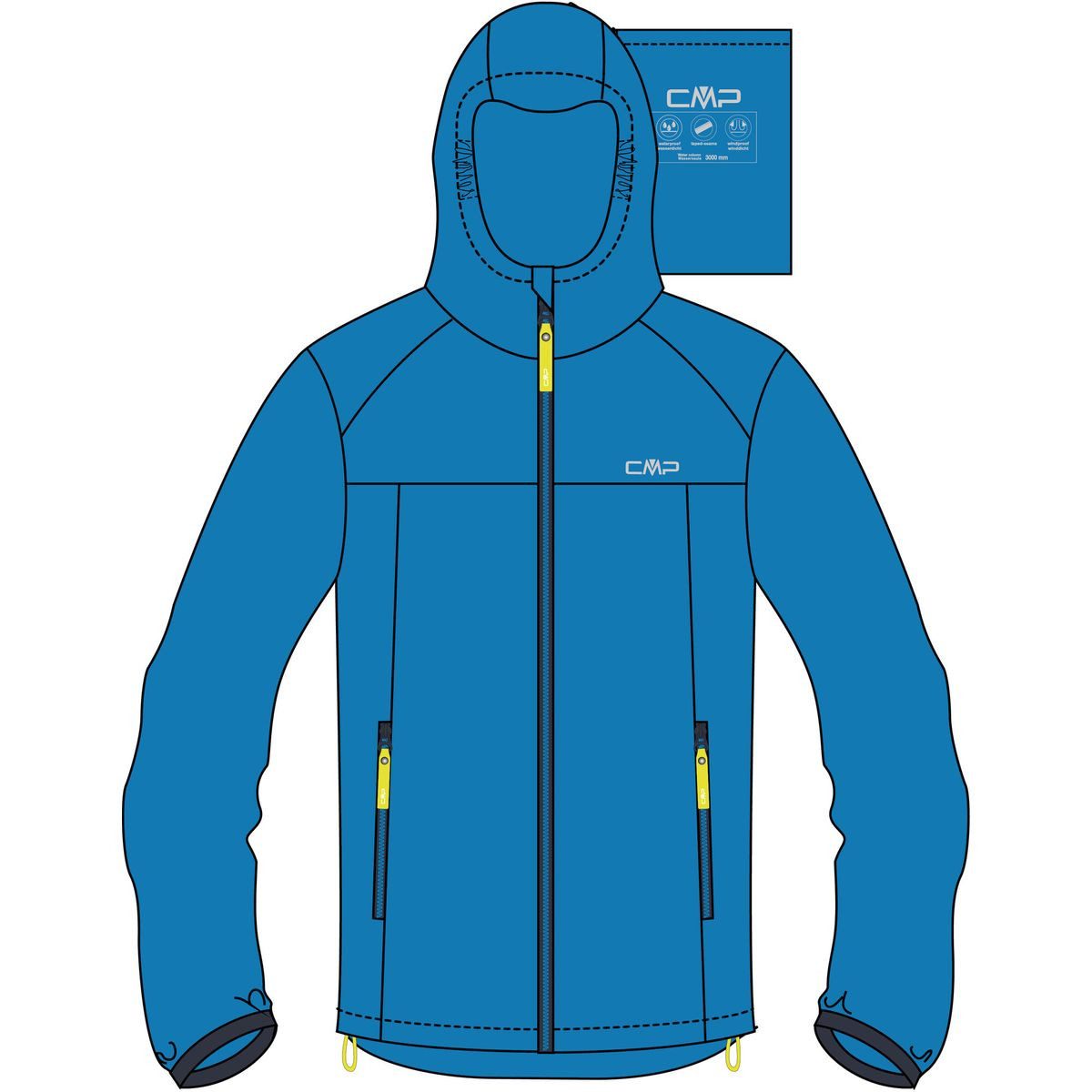 CMP Outdoorjacke KID Rain Jacket FIX Hood Perfekter Wetterschutz für Kinder, ideal für Outdoor-Abenteuer bei