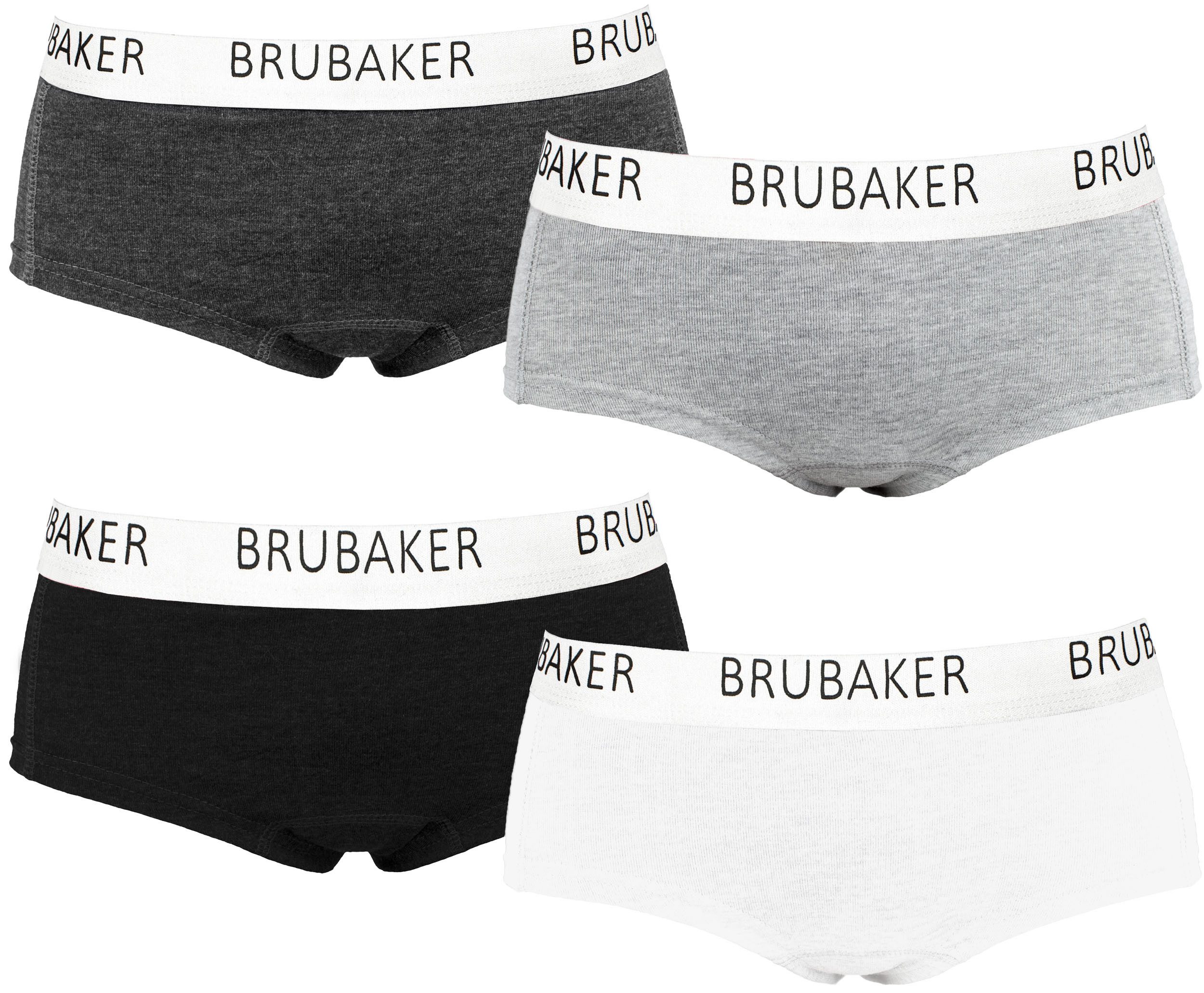 BRUBAKER Panty 4er Pack Damen Panties - Unterhosen Slips aus Baumwolle (Elastisch, weich und atmungsaktiv, 4-St) Hipster Unterwäsche Set mit Stretch Bund