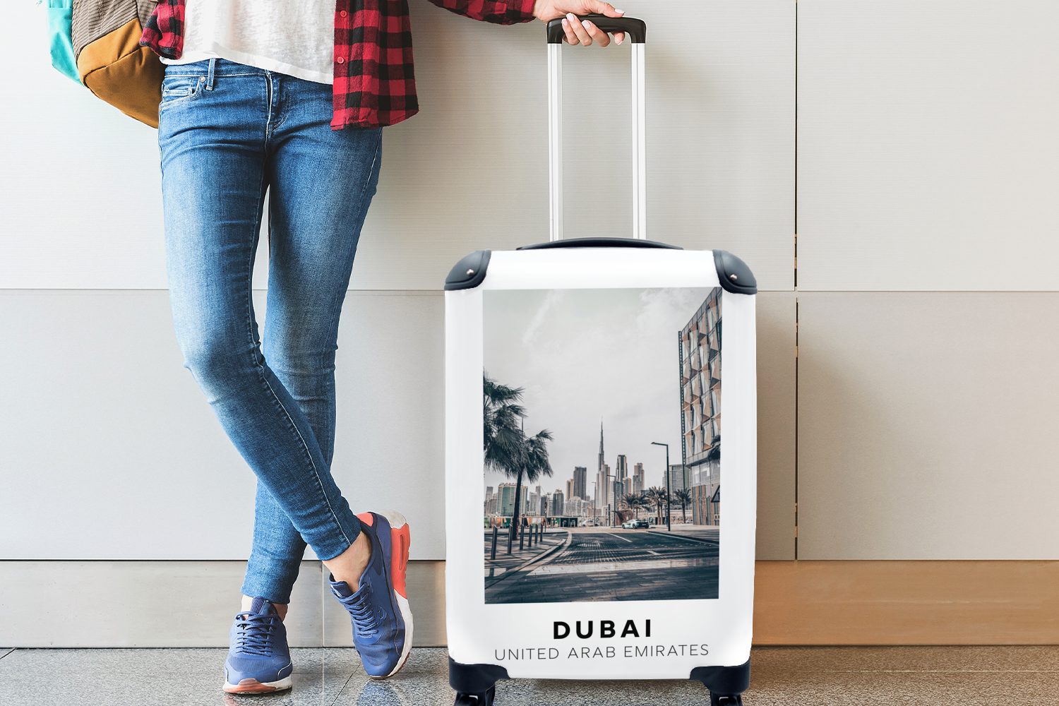 Reisekoffer Reisetasche Ferien, für Straße, rollen, Handgepäck - Trolley, Skyline Dubai MuchoWow mit Rollen, Handgepäckkoffer 4 -