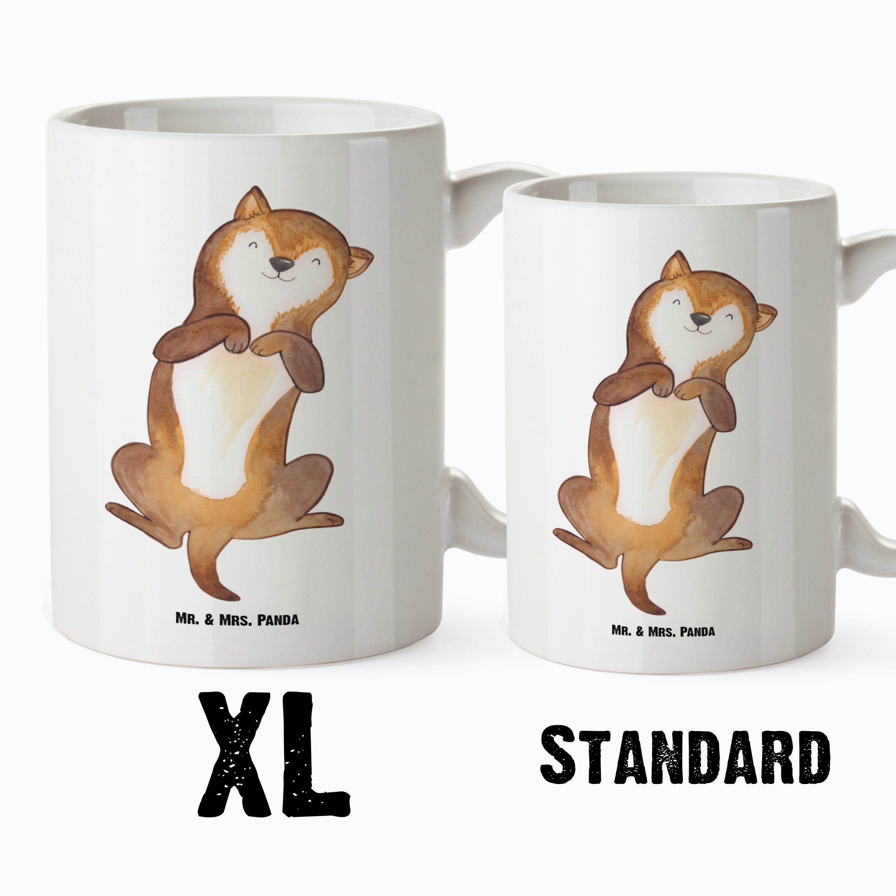 Mr. & Tasse Tasse - Keramik Panda Mrs. XL Hunde, Bauchkraulen niedlich, Hund Geschenk, - Weiß Tierliebhaber
