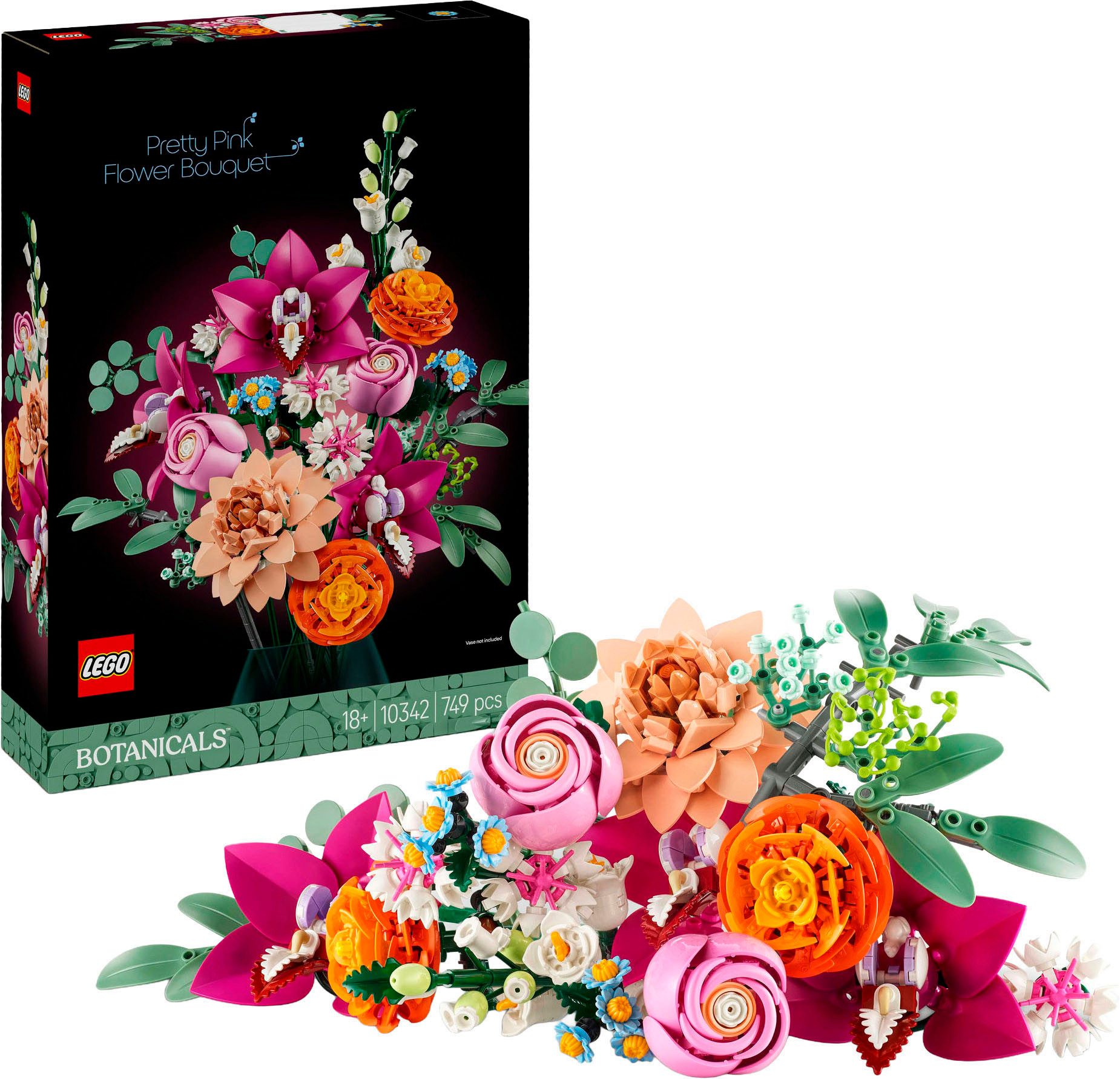 LEGO® Schöner Rosafarbener Blumenstrauß (10342), LEGO Botanicals Konstruktionsspielsteine, (749 St), Made in Europe