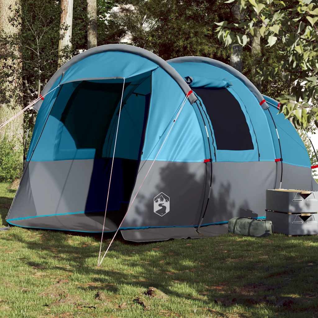 Faltzelt Camping Tunnelzelt 4 Personen 455x265x194 cm Blau