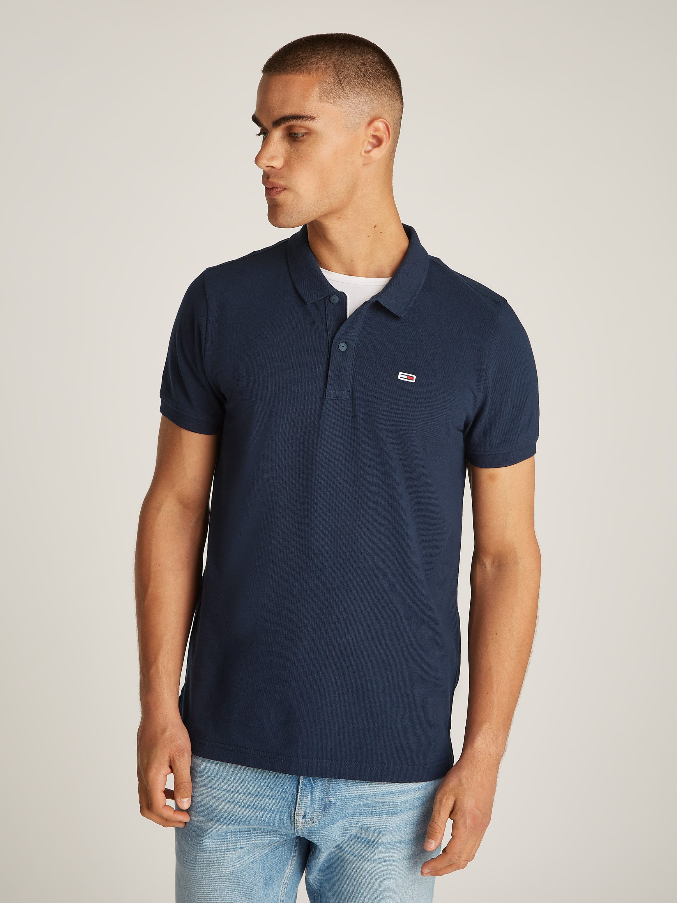 Tommy Jeans Plus Poloshirt TJM SLIM PLACKET POLO EXT Große Größen mit Logostickerei