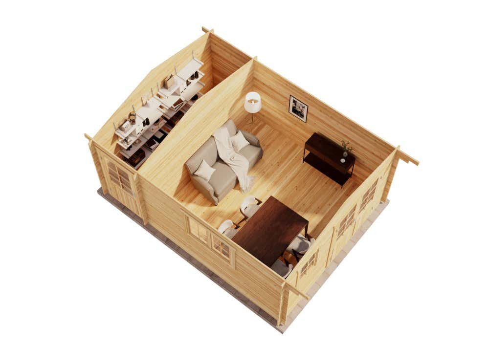 Alpholz Gartenhaus Holz Jennifer, BxT: 400x550 cm, in Naturbelassen mit 28mm Wandstärke