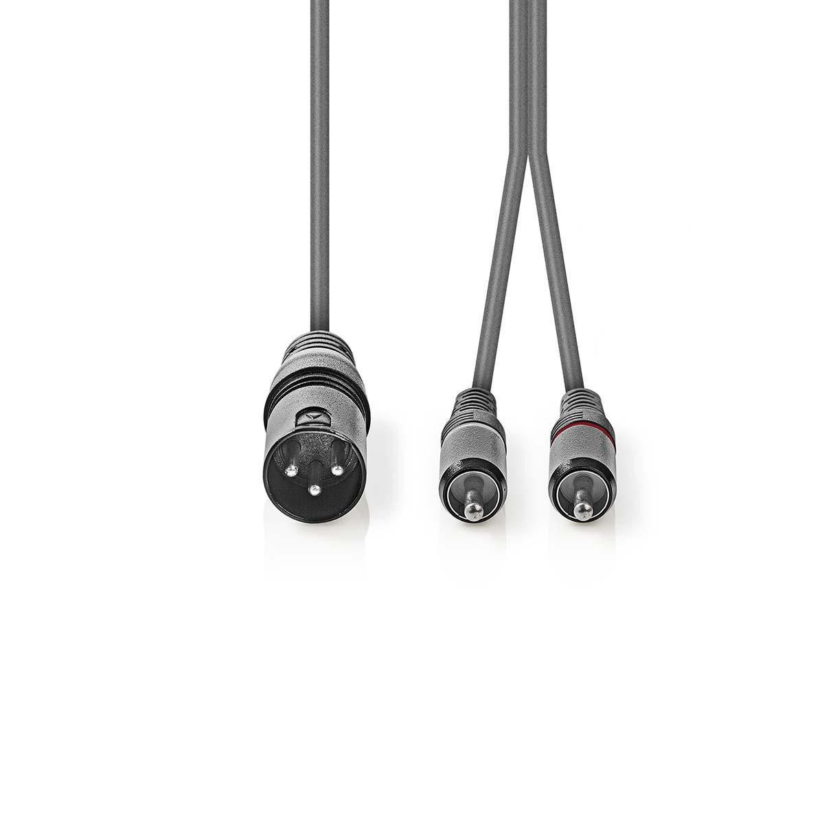 Nedis COTH15200GY15 Audio- & Video-Kabel, Balanced Audio-Kabel, Balanced Audio-Kabel, XLR 3-Pin, 2x RCA, flexible Nutzung, störungsfreie Audioübertragung