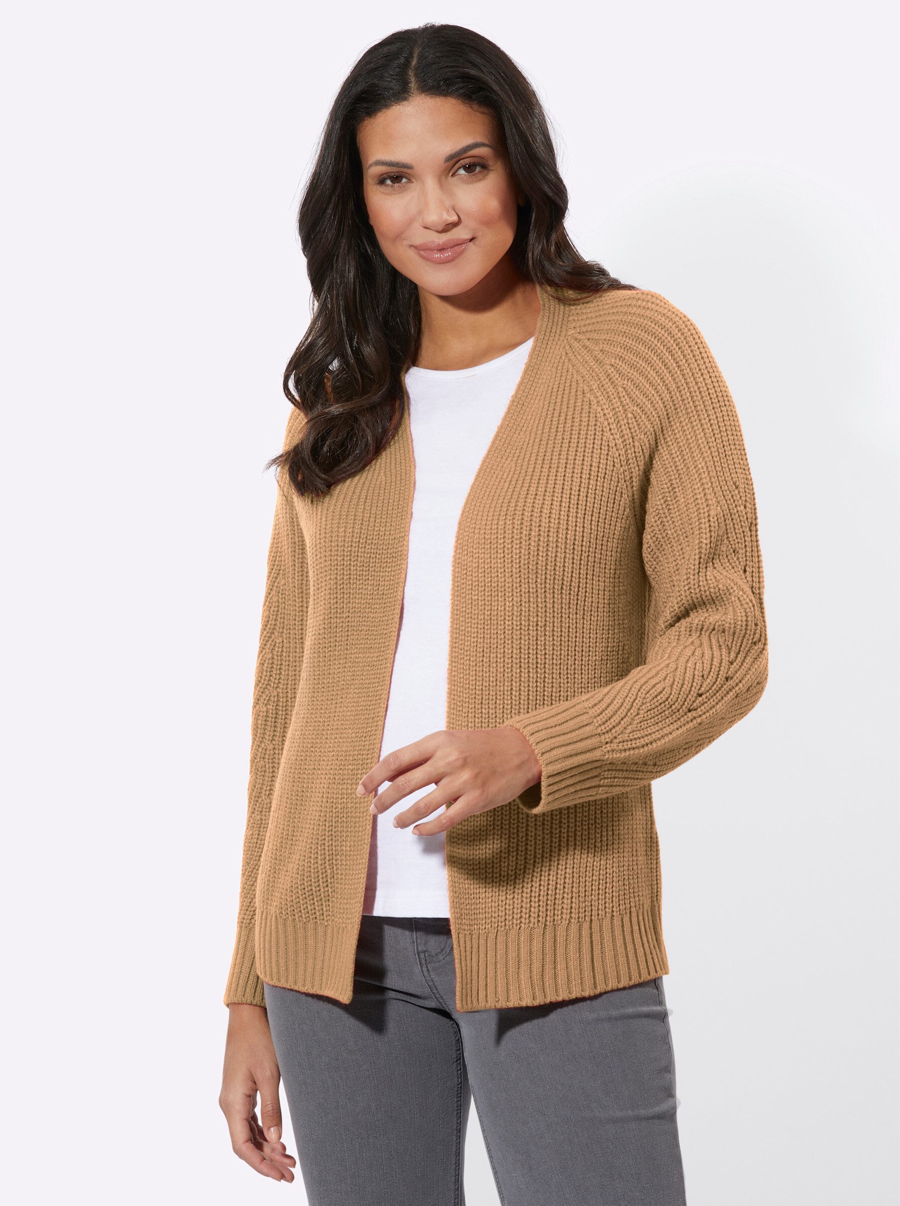 Sieh an! Strickjacke Strickjacke Langarm Rippoptik günstig online kaufen
