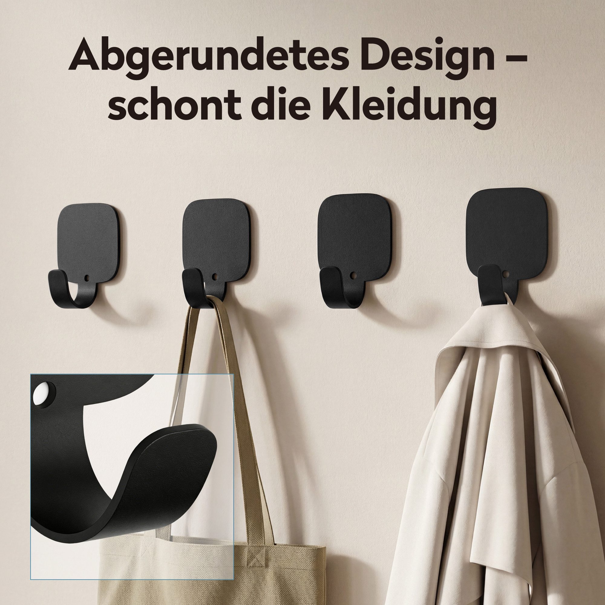 doporro Wandhaken Klebehaken Wandhaken ohne Bohren 4 Stück aus Aluminium Stalo-15, aus Aluminium