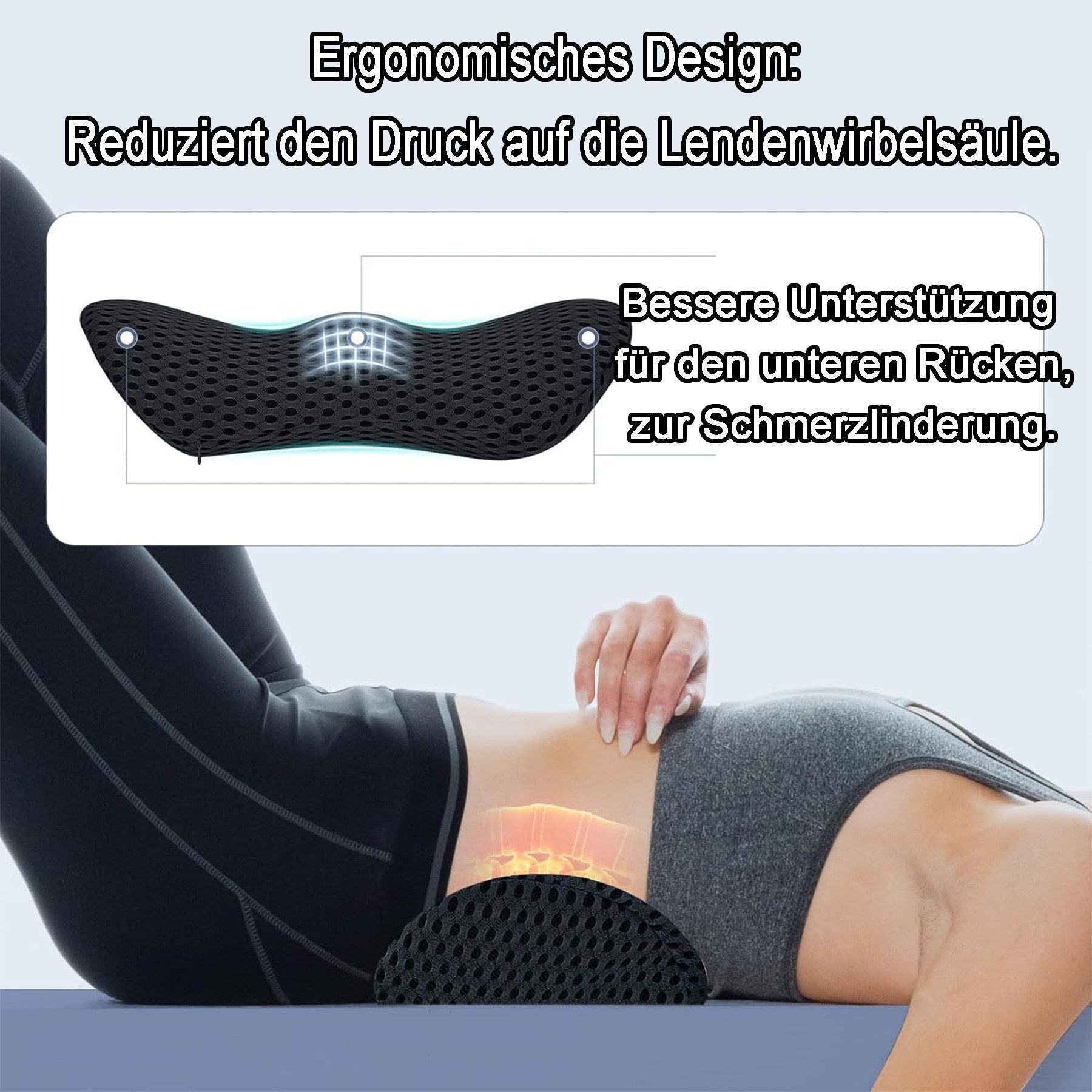Mutig Rückenkissen Rückenkissen Lendenkissen, ergonomisches Rückenkissen aus Memory Foam, Lendenwirbelkissen für unteren Rücken, Rückenstützkissen für Bürostuhl Autositz Bett Stuhl, orthopädisches Rückenpolster zur Druckentlastung