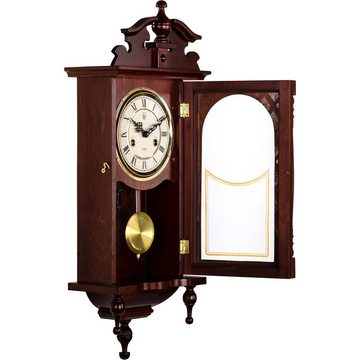 MAXSTORE Pendelwanduhr Mechanische Retro Vintage Uhr Regulator Pendeluhr (Orpheus, Mahagoni, 75 x 29,5 x 15 cm)