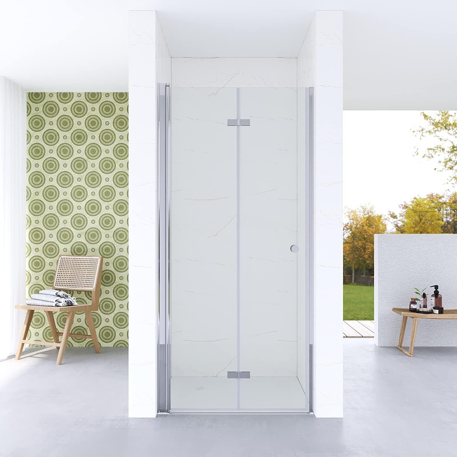 AQUABATOS Dusch-Falttür Duschtür für Nische faltbar Falttür Nischentür Dusche Pendeltür, 70x187 cm, 5mm ESG Sicherheitsglas, großer Verstellbereich, Klarglas
