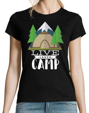 Youth Designz T-Shirt Live Laugh Camp Damen T-Shirt mit modischem Frontprint