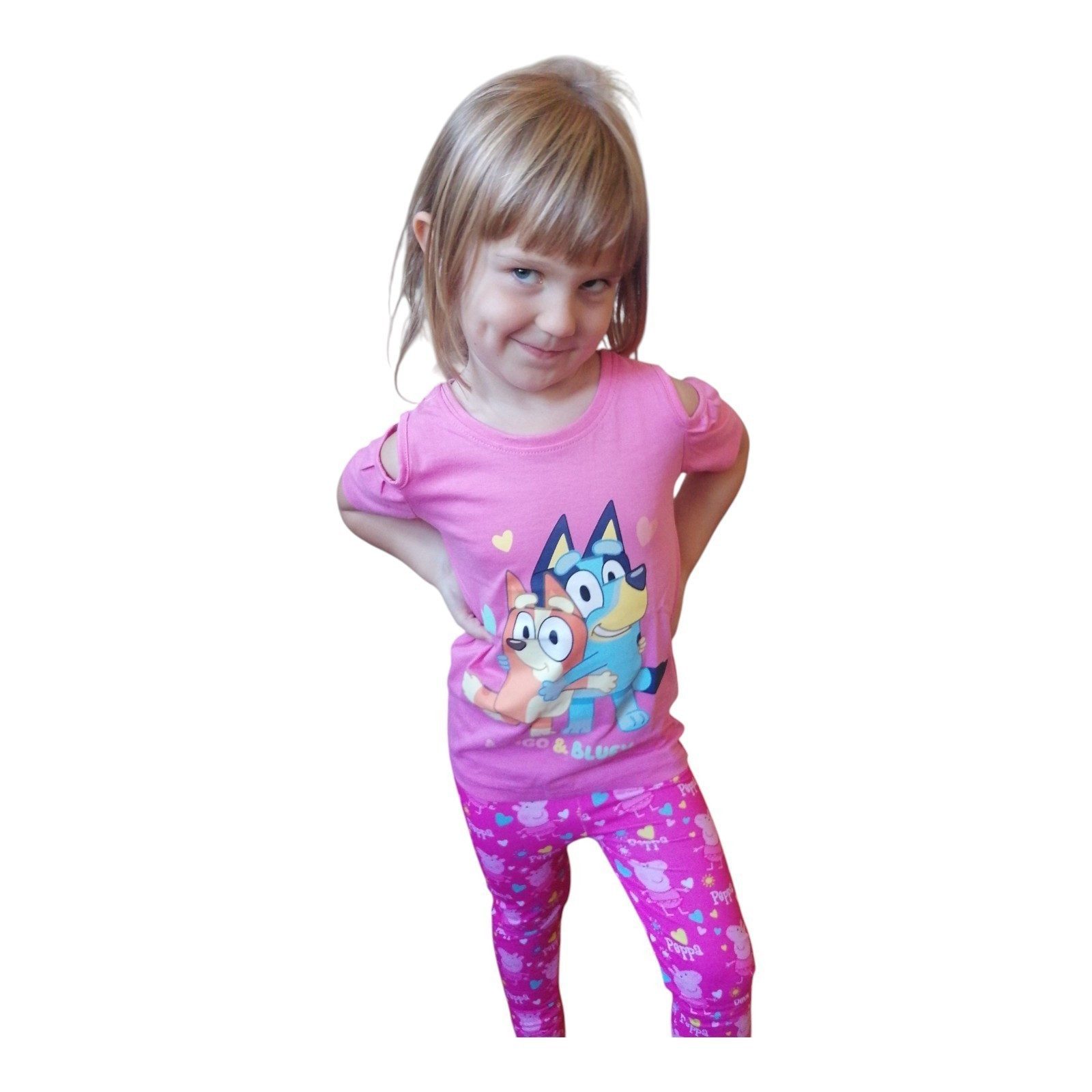 T-Shirt Bluey & Bingo Mädchen T-Shirt „Freunde“ 98–116, 100 % Baumwolle, Kurza