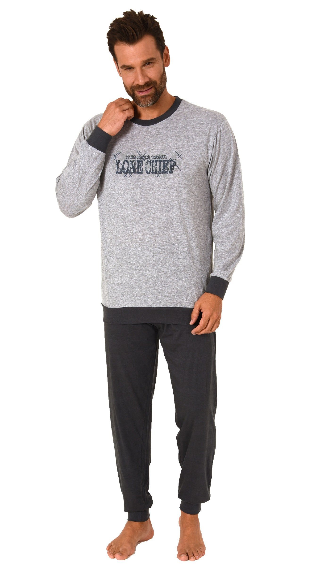 RELAX by Normann Pyjama Herren Pyjama langarm Schlafanzug mit Bündchen und günstig online kaufen